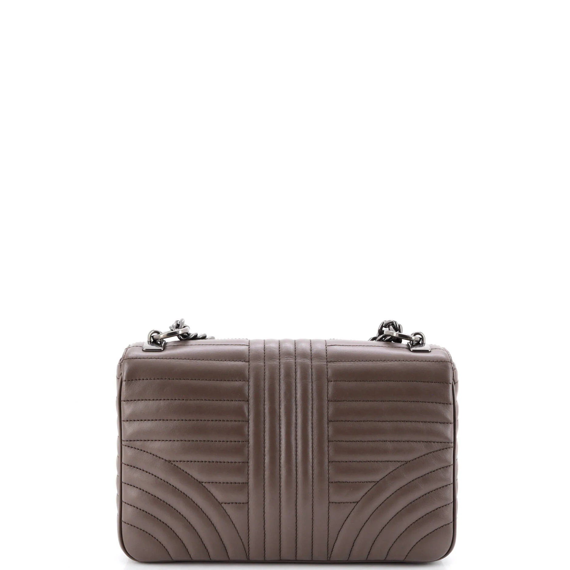Chain Flap Shoulder Bag Diagramme Quilted Leather Large - Image 3