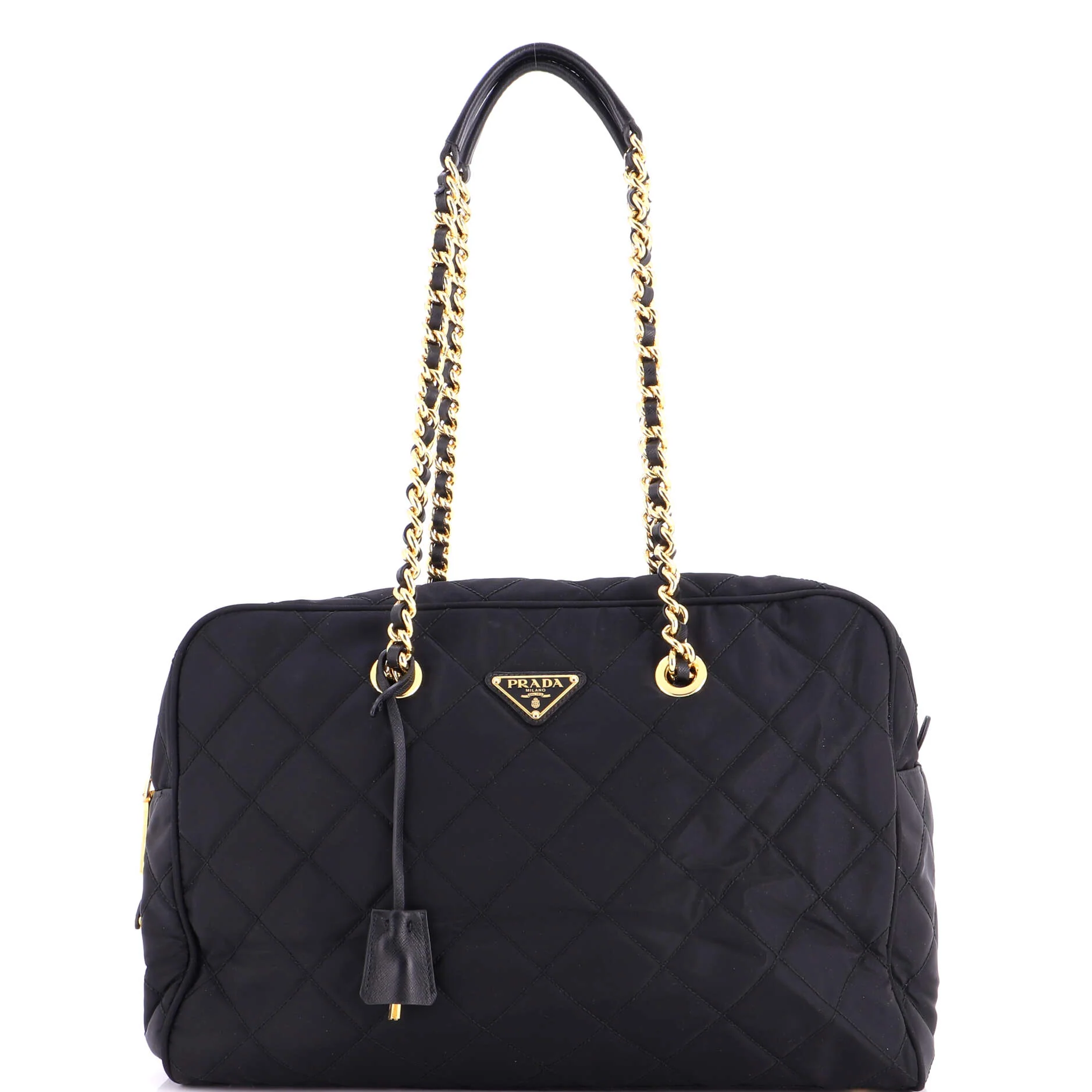 Chain Shoulder Bag Quilted Tessuto Large