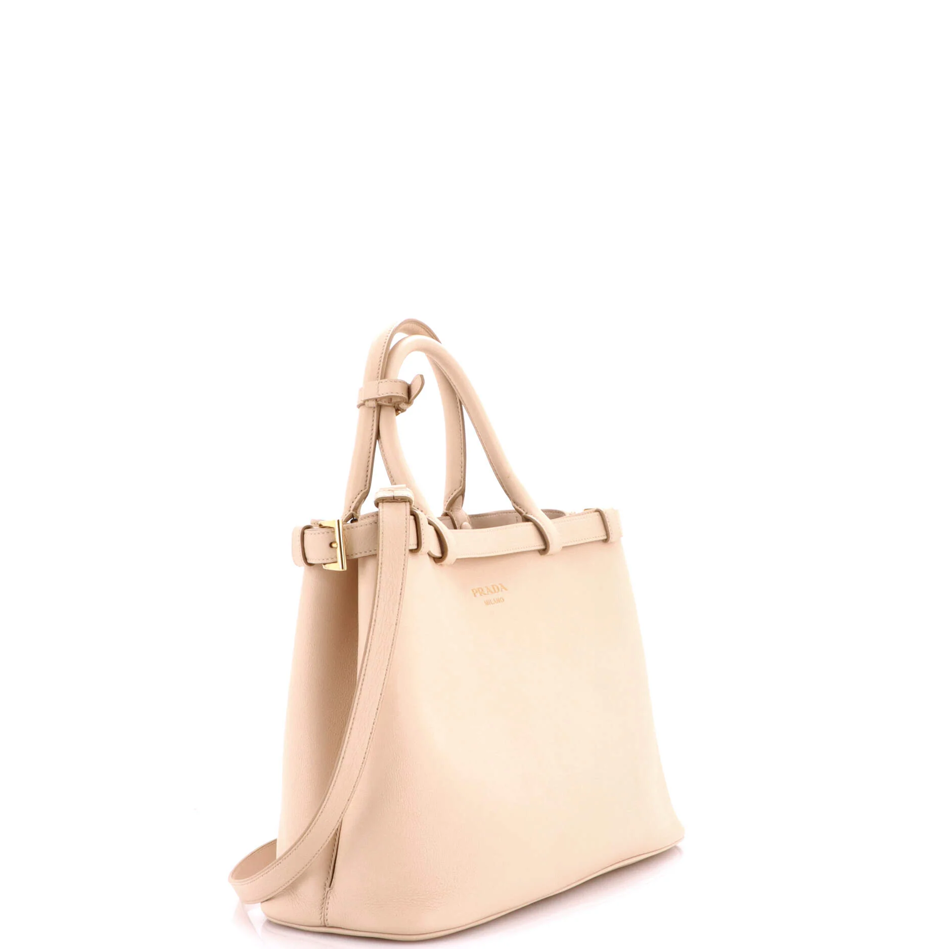 Double Buckle Belt Tote Bag Leather Medium - Image 2