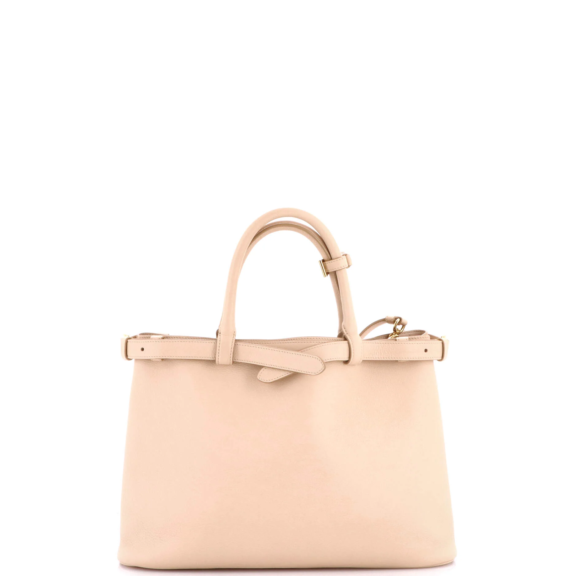 Double Buckle Belt Tote Bag Leather Medium - Image 3
