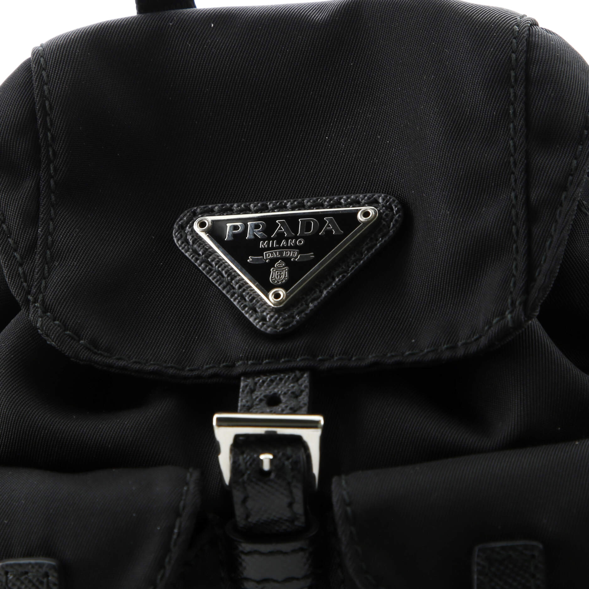 Double Pocket Backpack Chain Shoulder Bag Re-Nylon Mini - Image 12