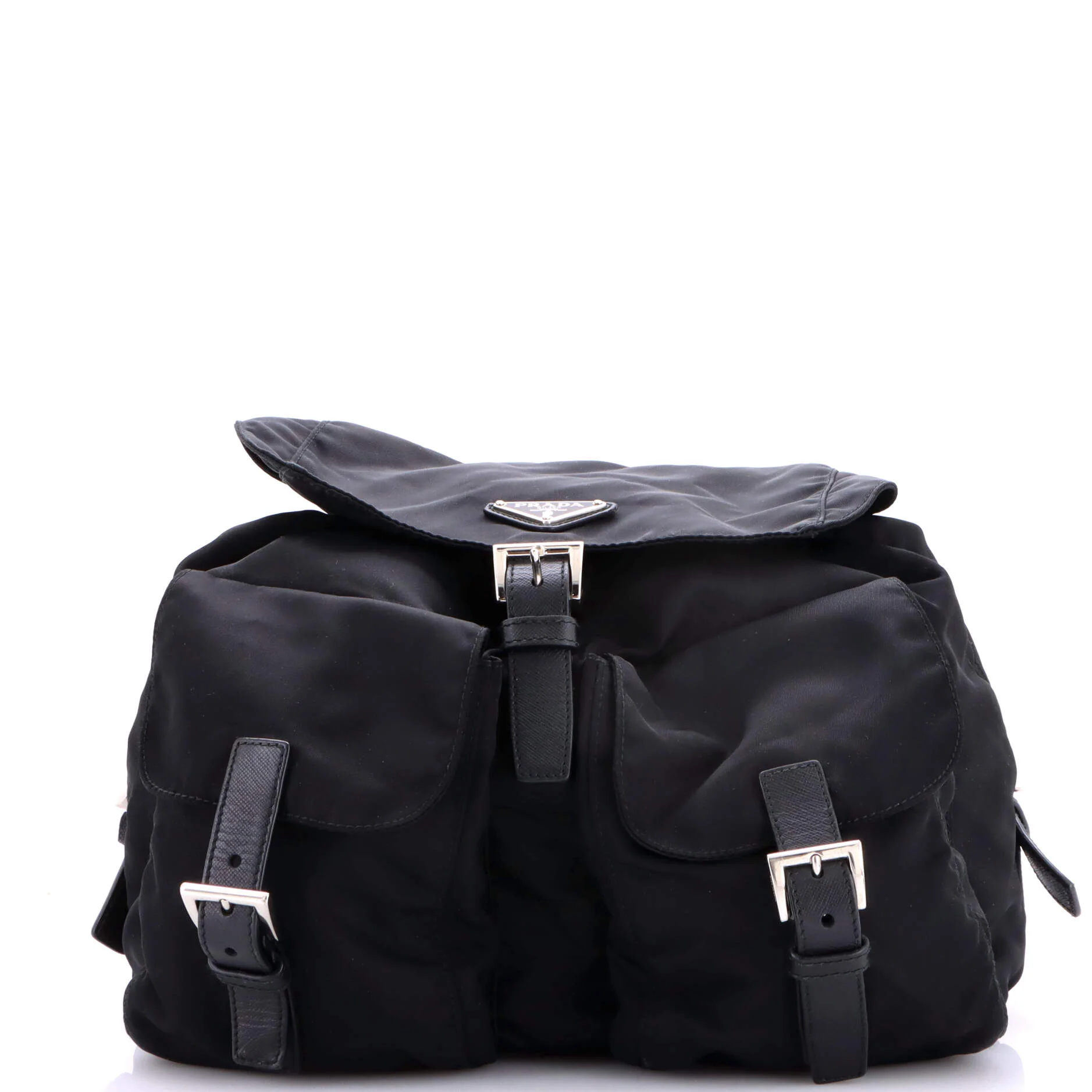 Double Pocket Buckle Backpack Tessuto Medium