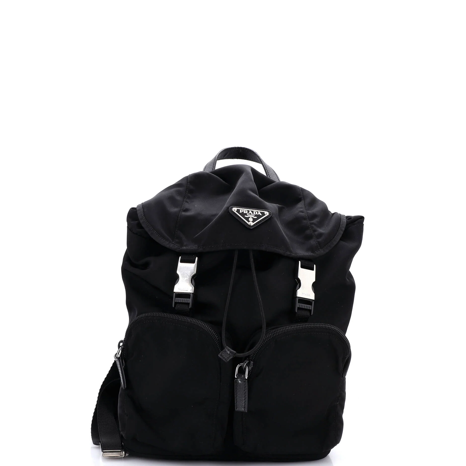 Double Pocket Buckle Backpack Tessuto Small
