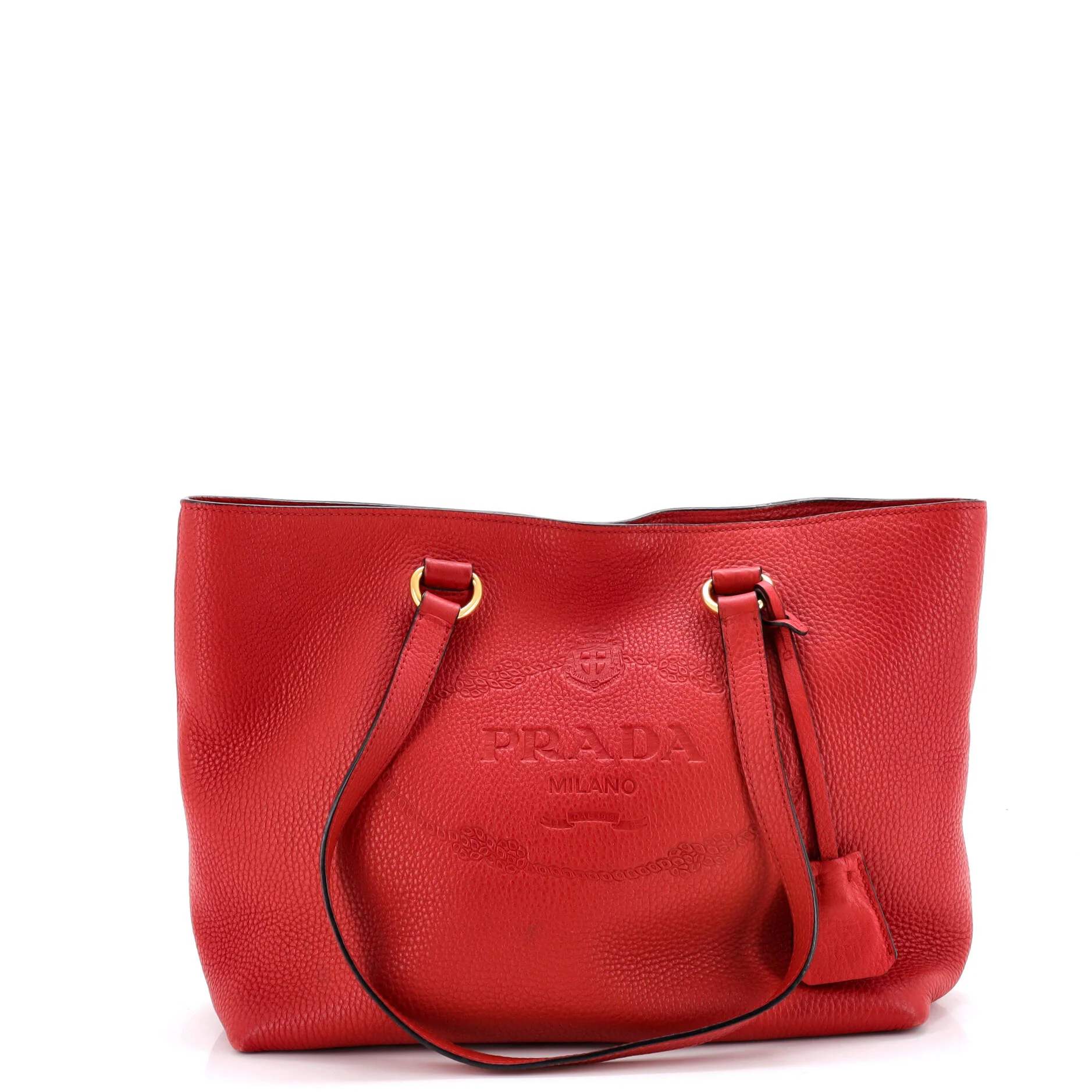 Embossed Logo Open Tote Vitello Daino Medium