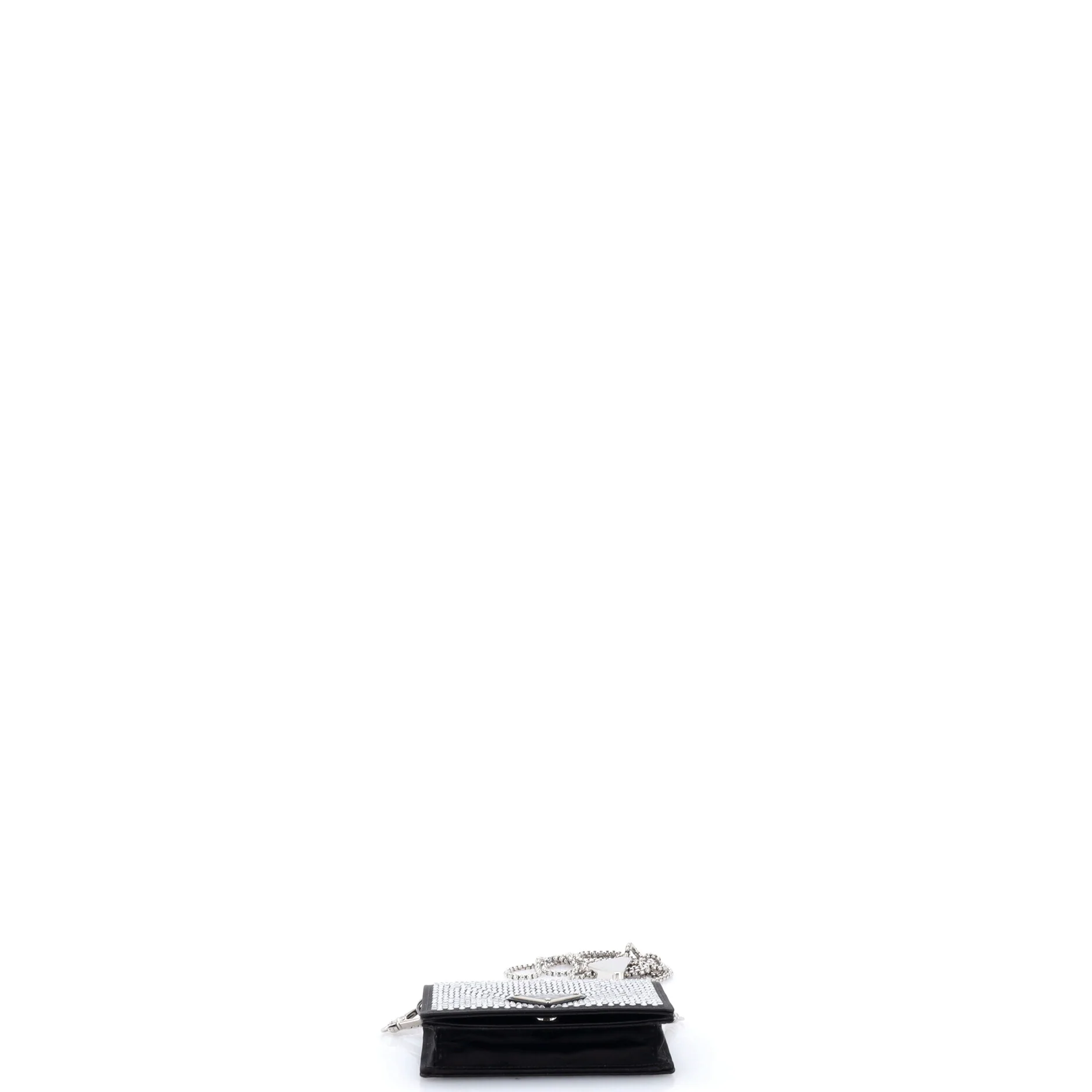 Flap Card Holder with Chain Satin with Crystals - Image 4