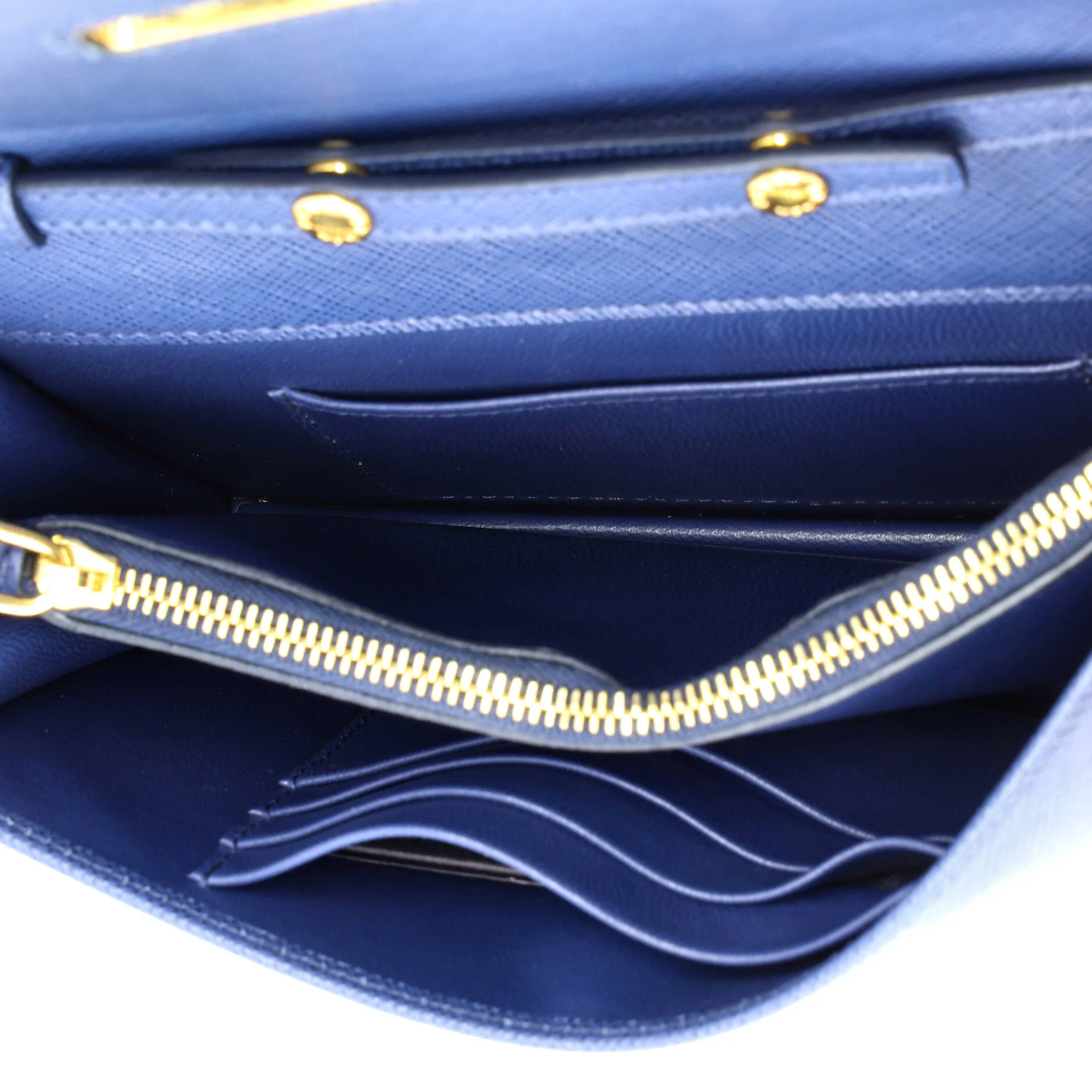 Flip Lock Wallet on Chain Clutch Saffiano Leather Small - Image 5