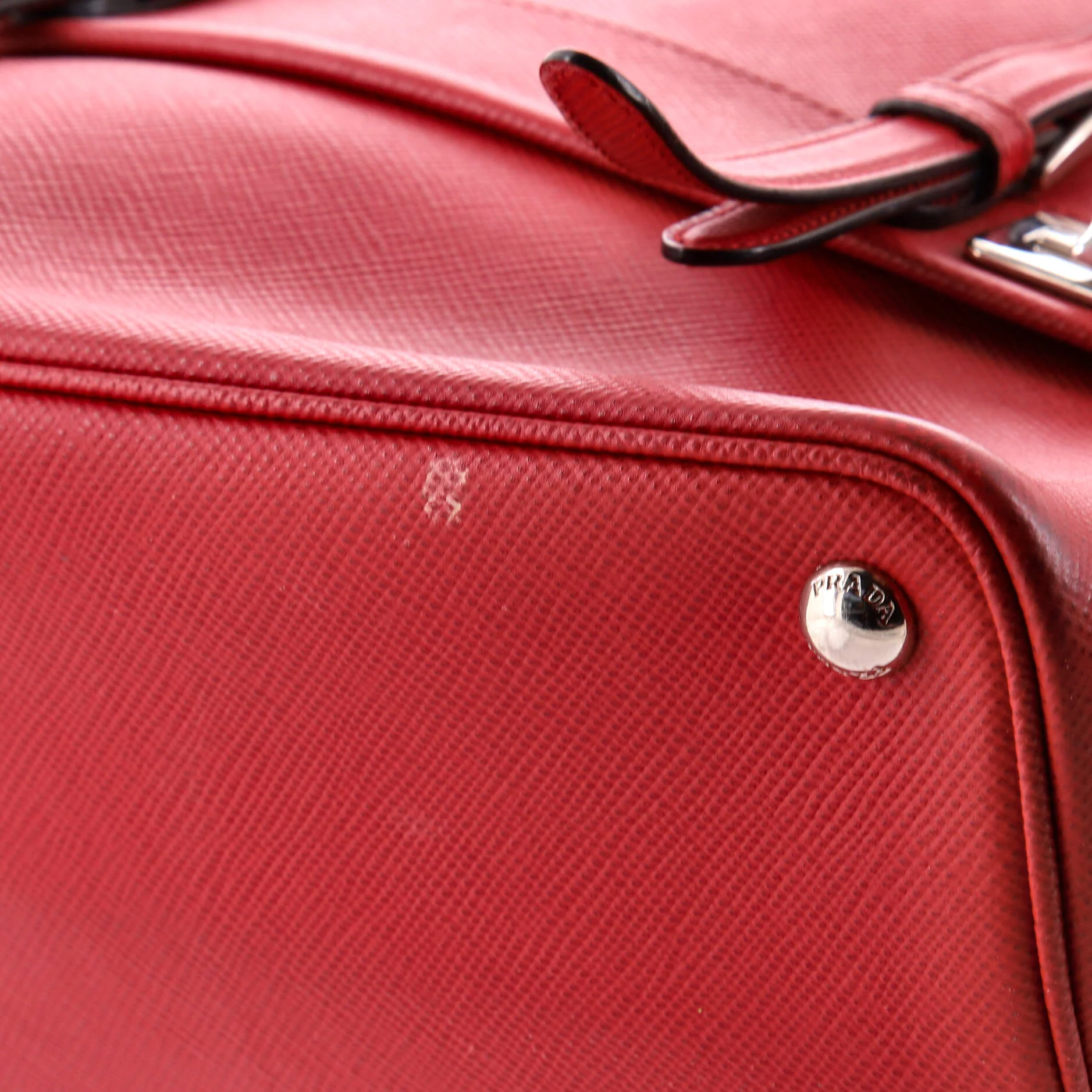 Half Flap Double Turn Lock Satchel Saffiano Leather Medium - Image 6