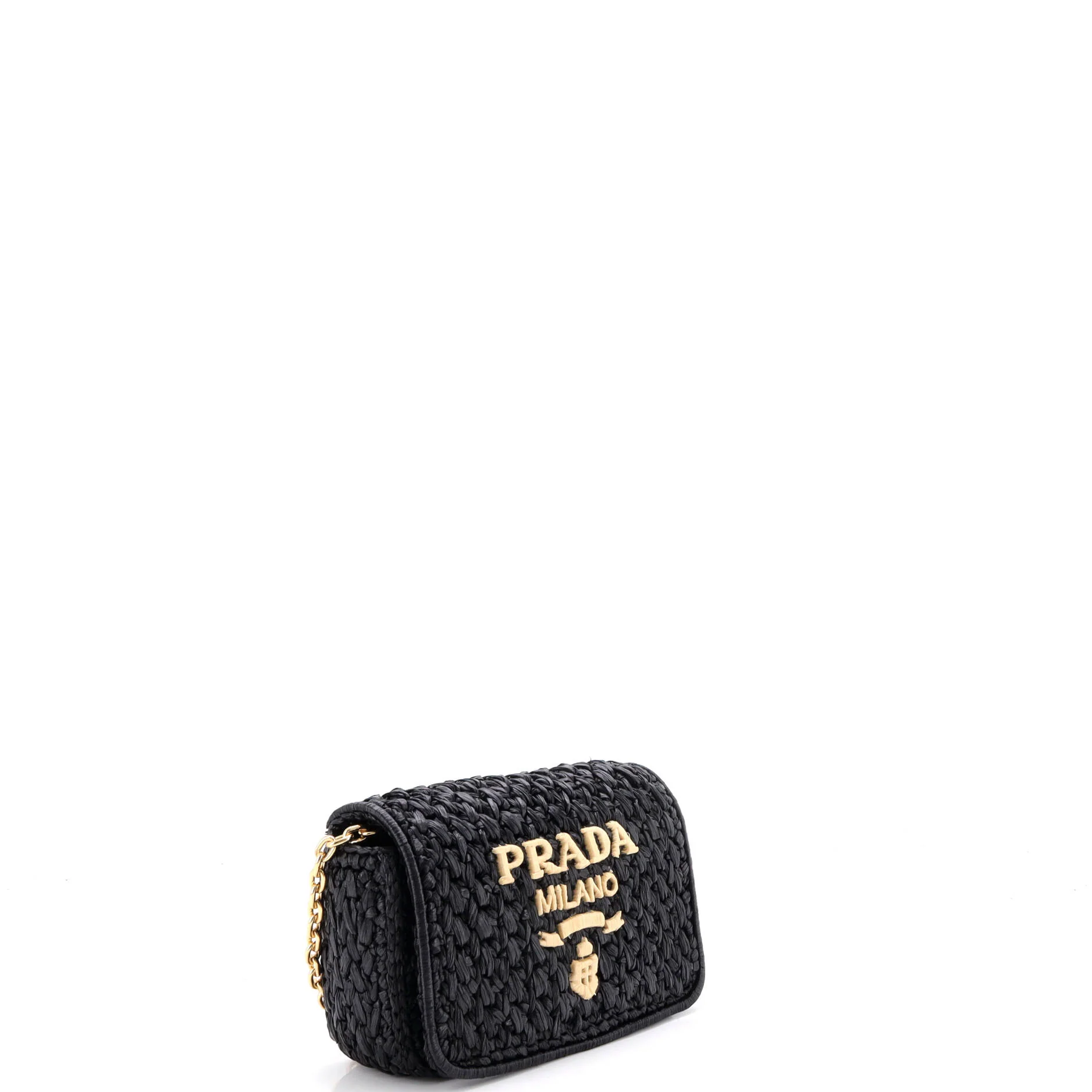Logo Chain Flap Shoulder Bag Raffia Mini - Image 2
