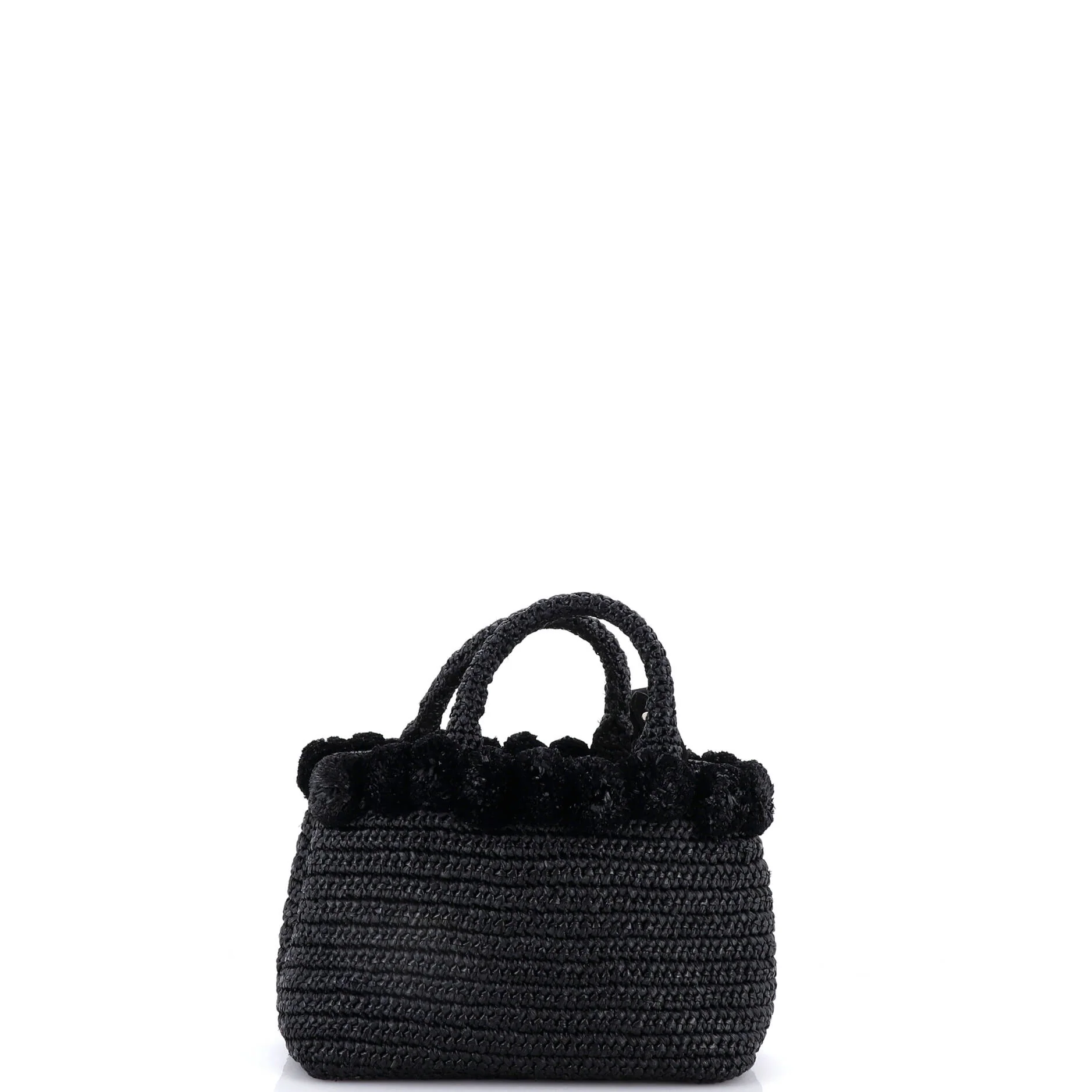 Pom Pom Convertible Open Tote Woven Raffia Small - Image 3