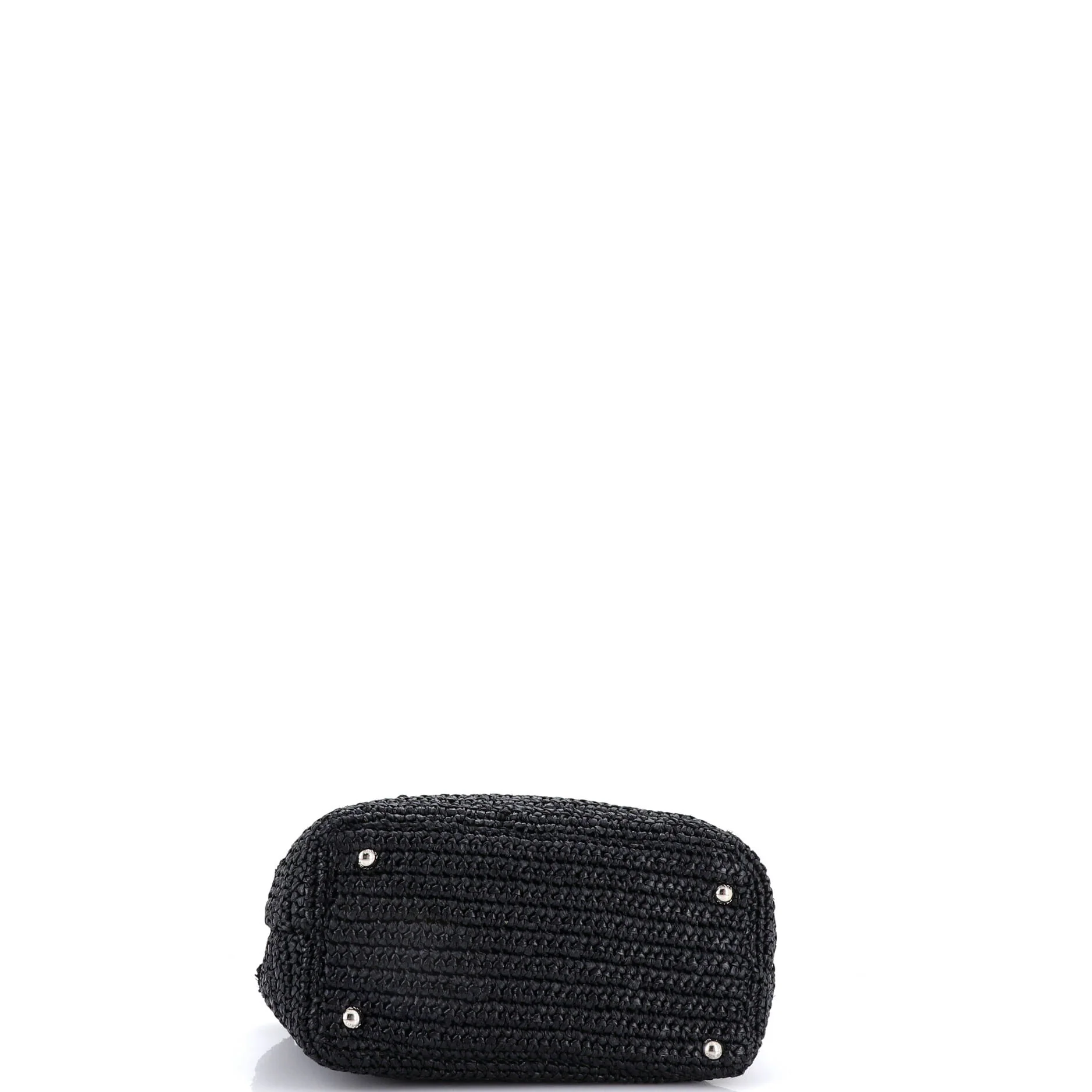 Pom Pom Convertible Open Tote Woven Raffia Small - Image 4