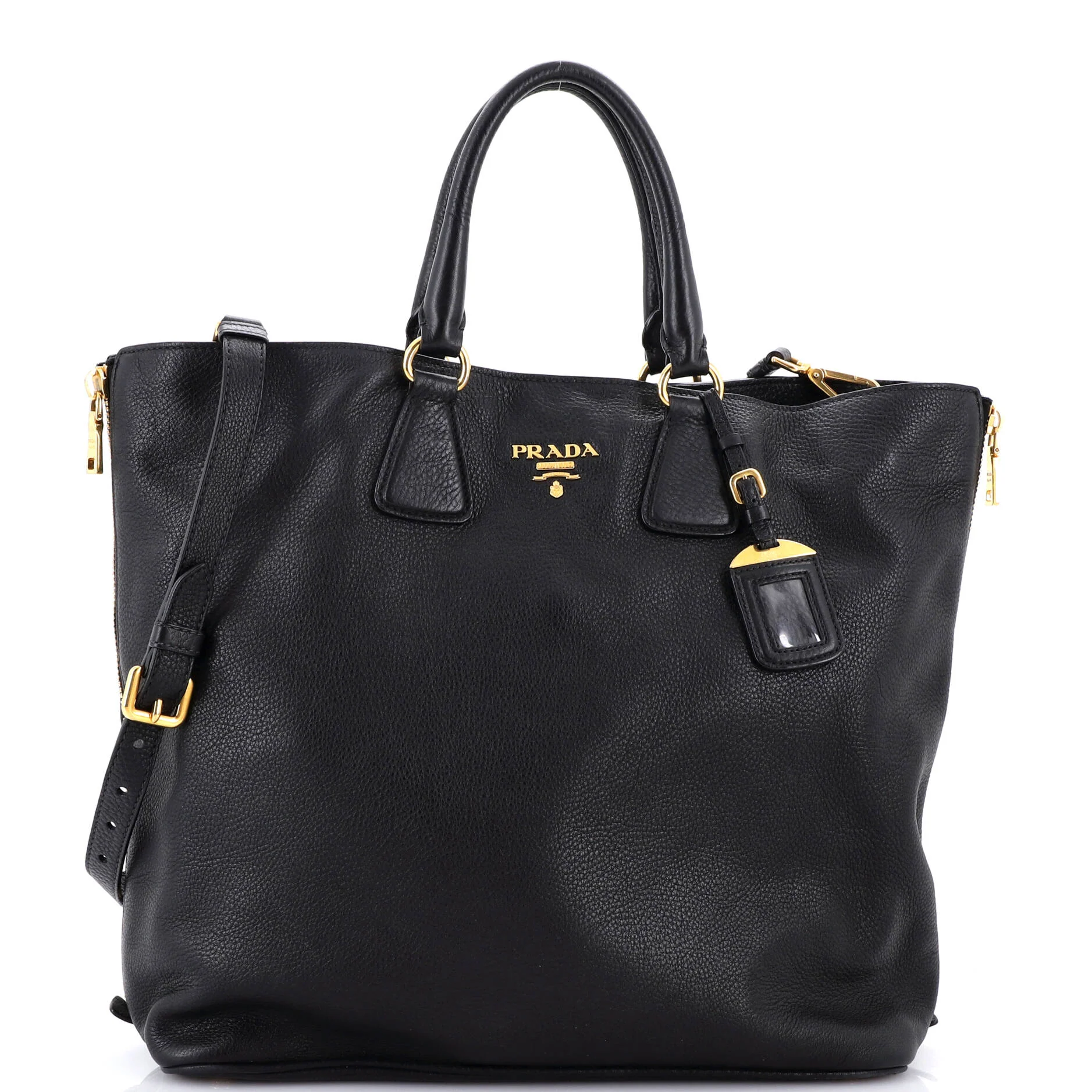 Side Zip Convertible Tote Vitello Daino Large