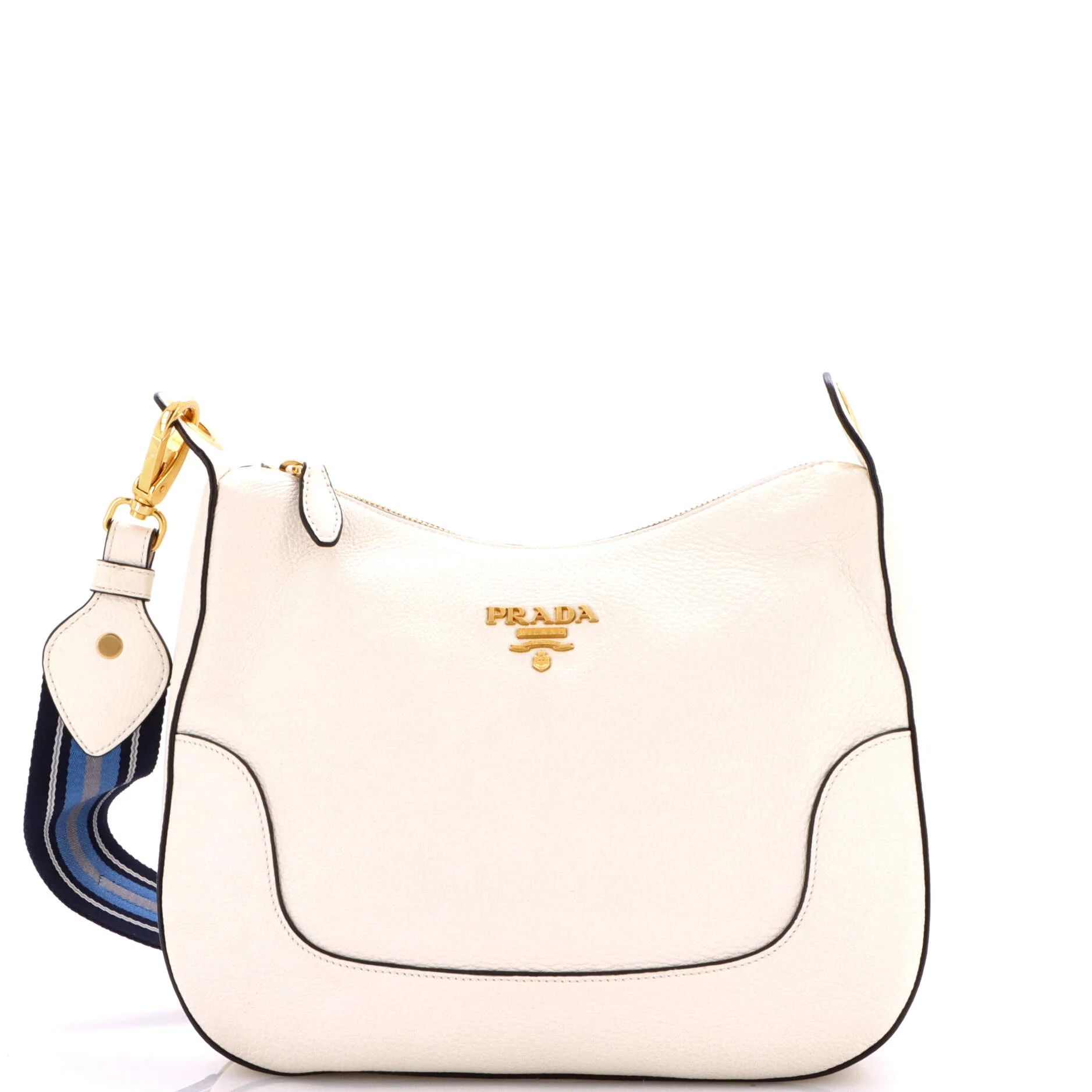 Striped Strap Zip Hobo Vitello Daino Medium