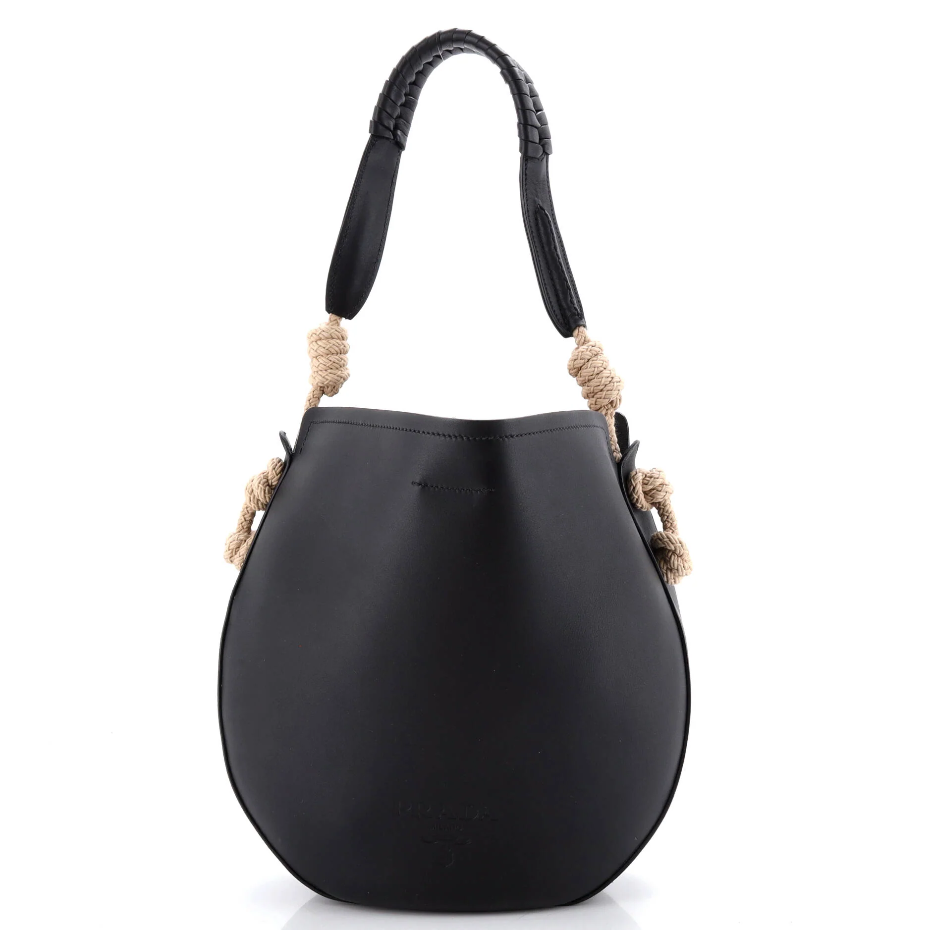 Tambour Shoulder Bag Leather with Rope Detail