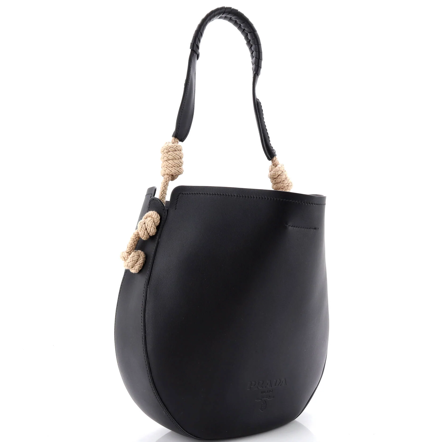 Tambour Shoulder Bag Leather with Rope Detail - Image 2