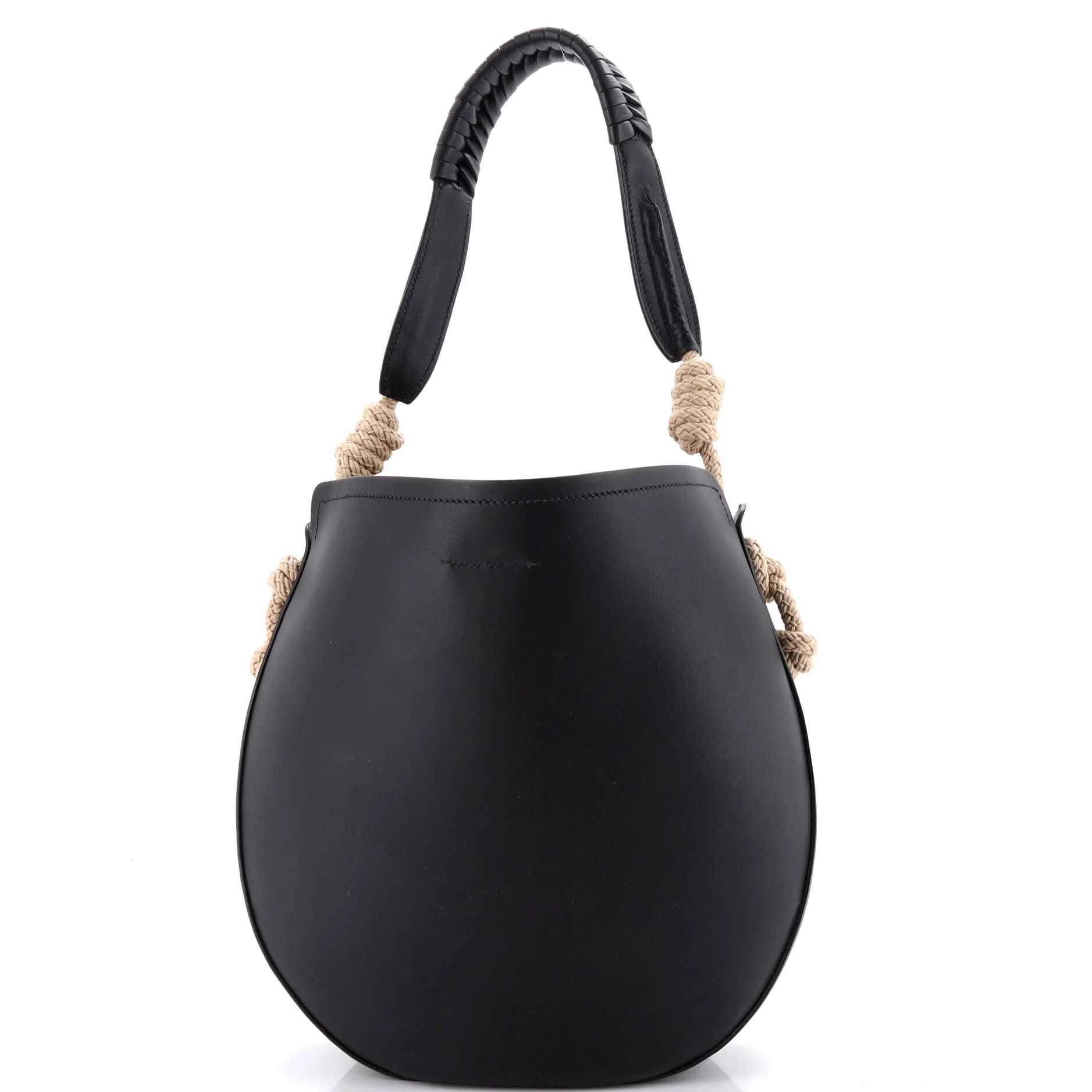 Tambour Shoulder Bag Leather with Rope Detail - Image 3