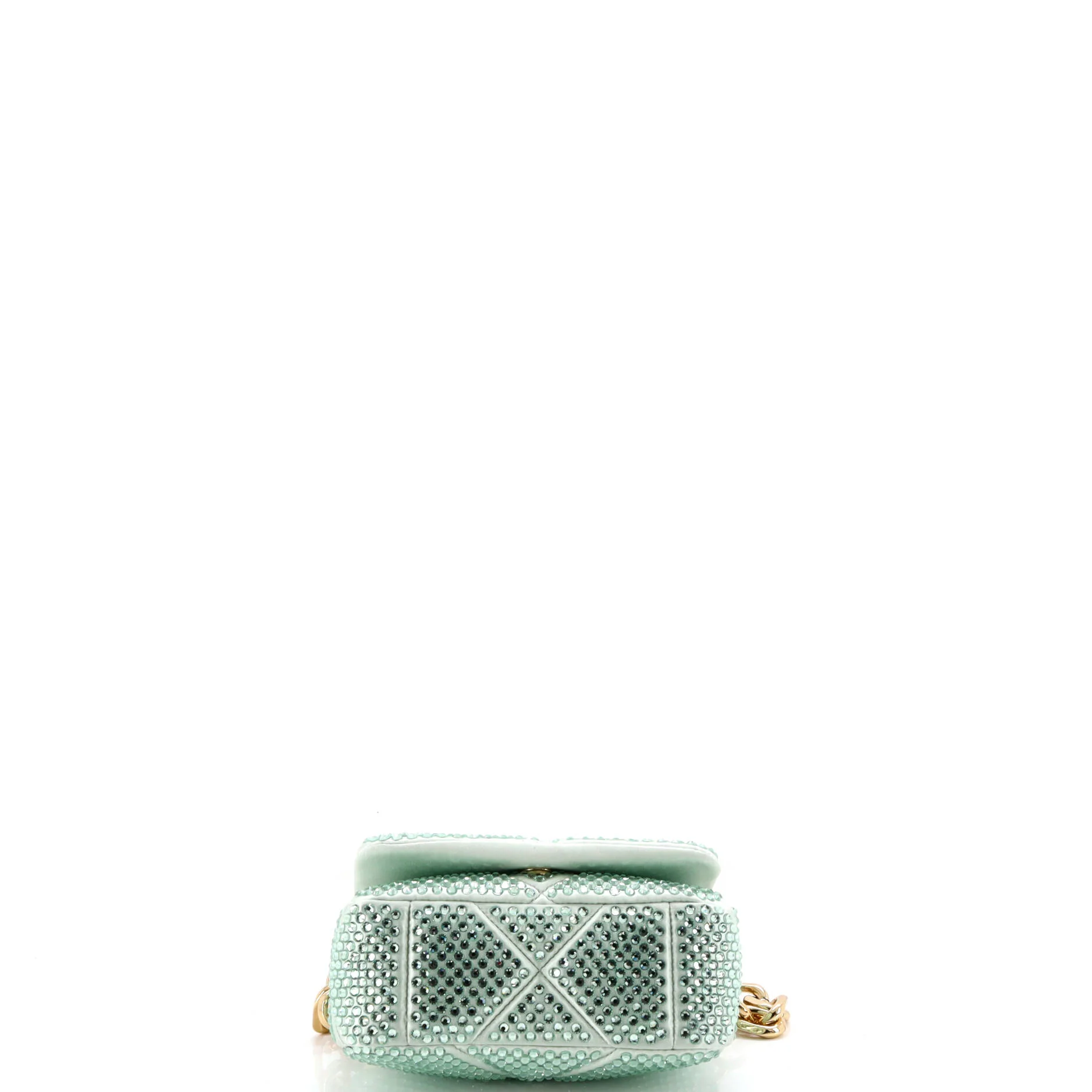 Triangle Chain Flap Bag Crystal Embellished Quilted Satin - Image 4