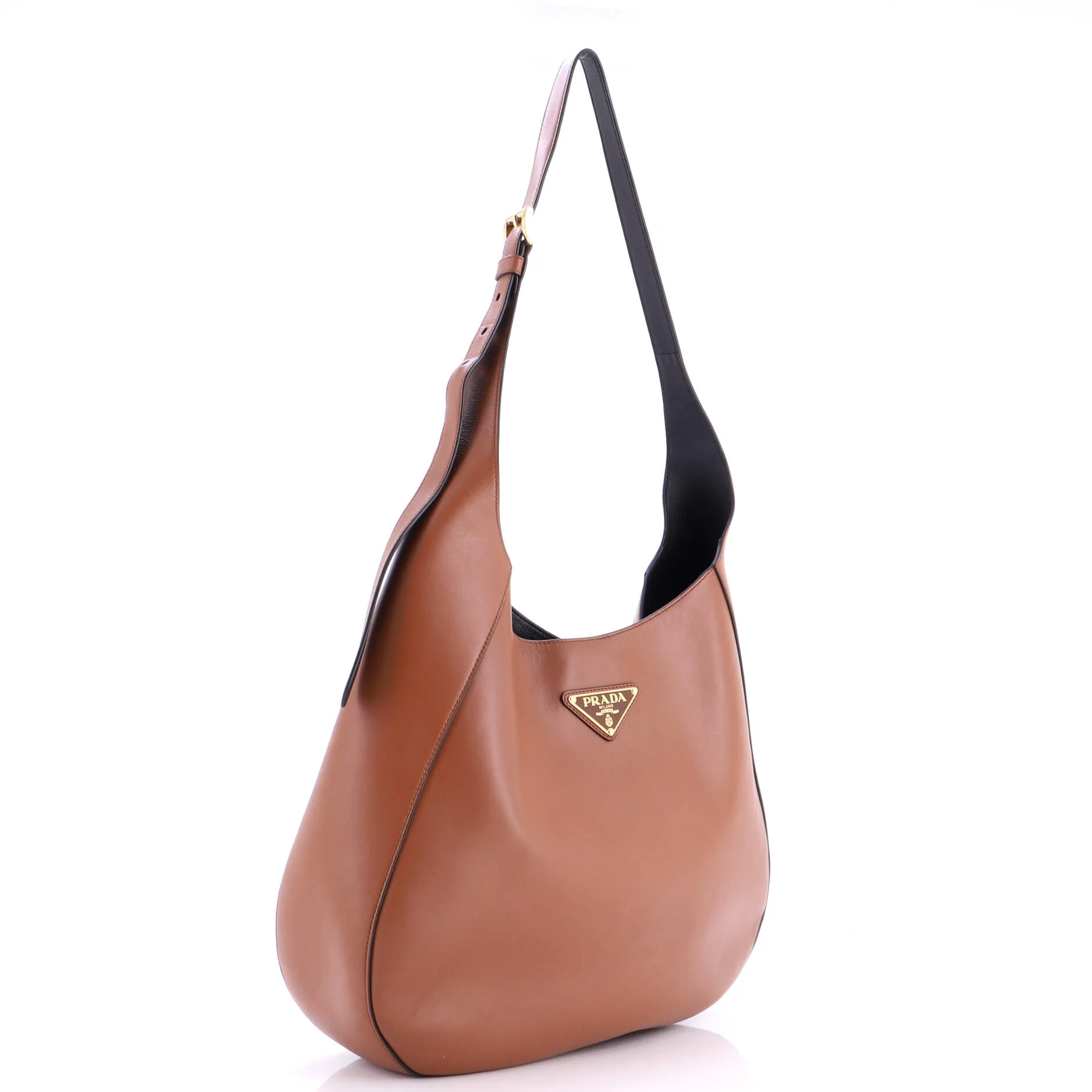 Triangle Logo Curved Hobo City Calf Large - Image 2