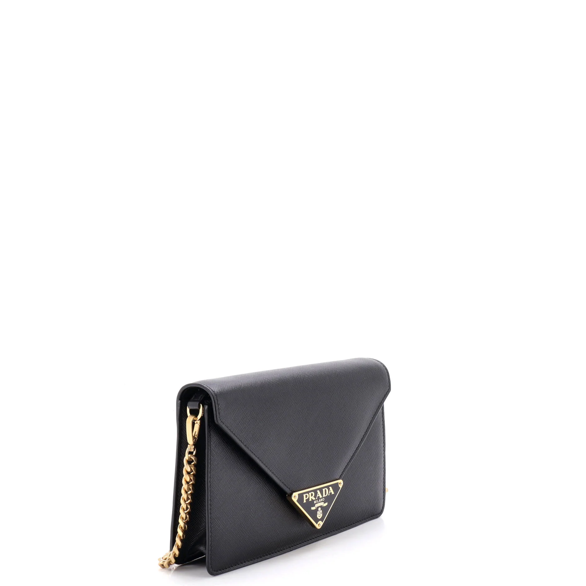 Triangle Logo Plaque Envelope Chain Shoulder Bag Saffiano Leather - Image 2