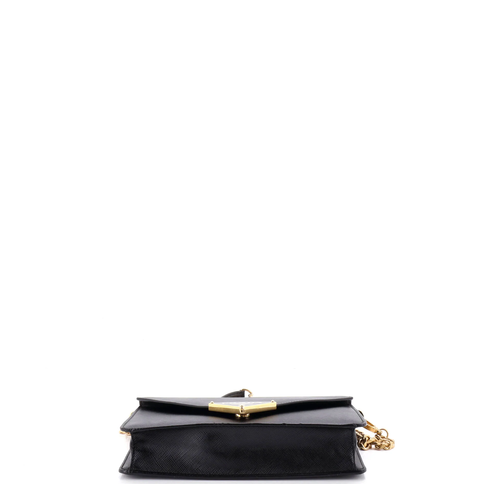 Triangle Logo Plaque Envelope Chain Shoulder Bag Saffiano Leather - Image 4