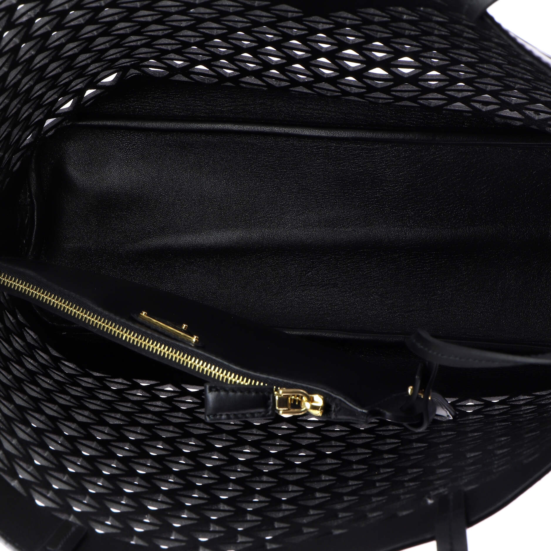 Triangle Logo Shopper Tote Laser Cut Leather Medium - Image 5