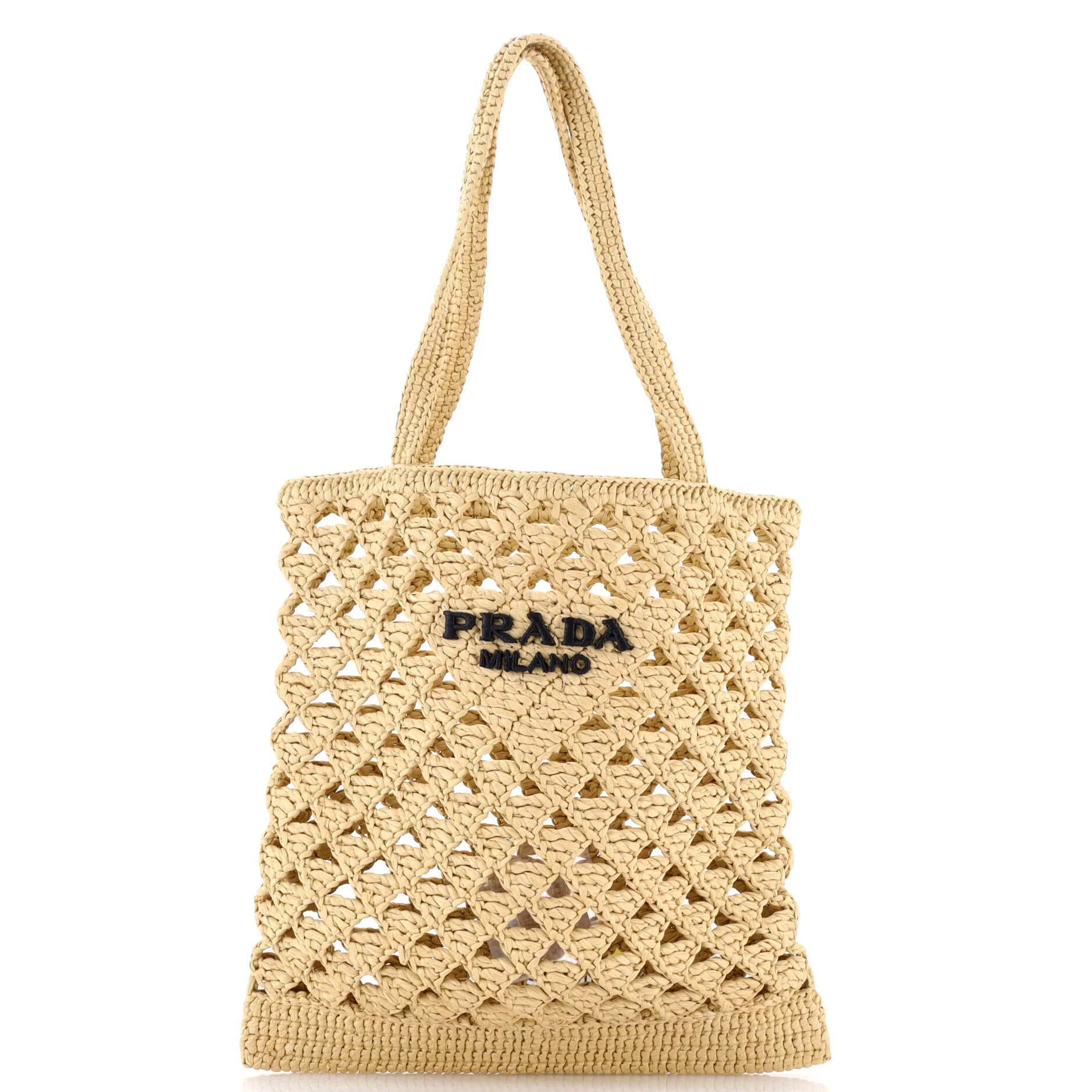Triangle Logo Tote Raffia Crochet Small