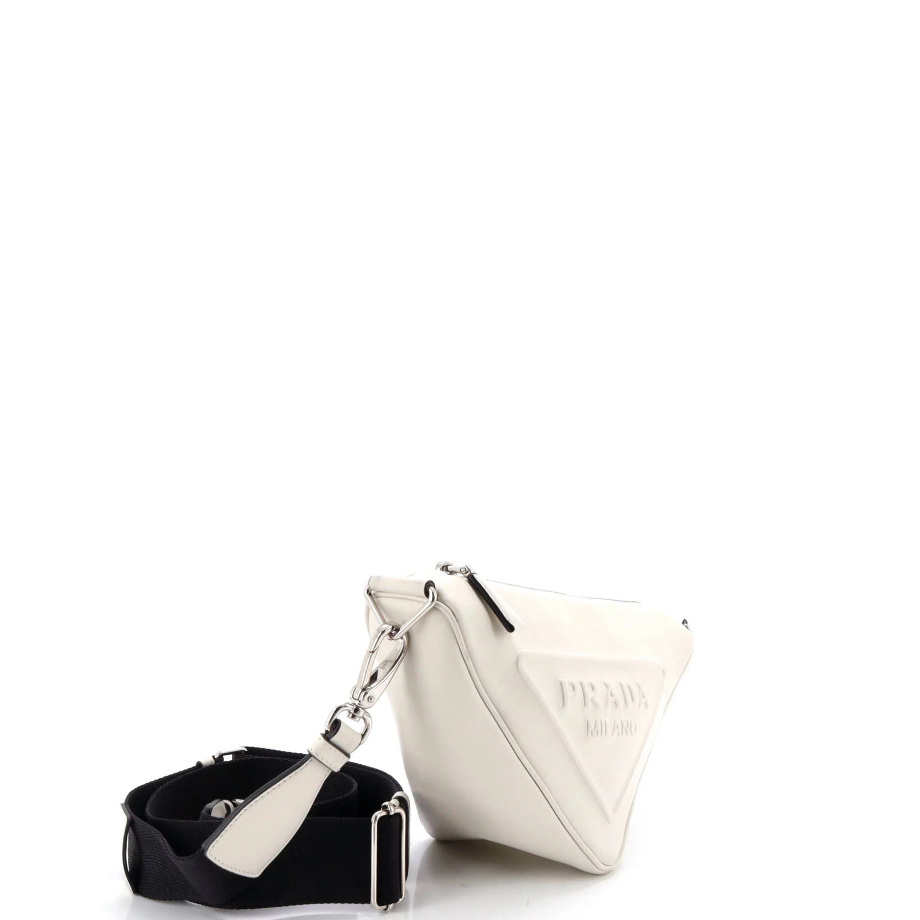 Triangle Logo Zip Crossbody Bag Embossed Leather Mini - Image 2