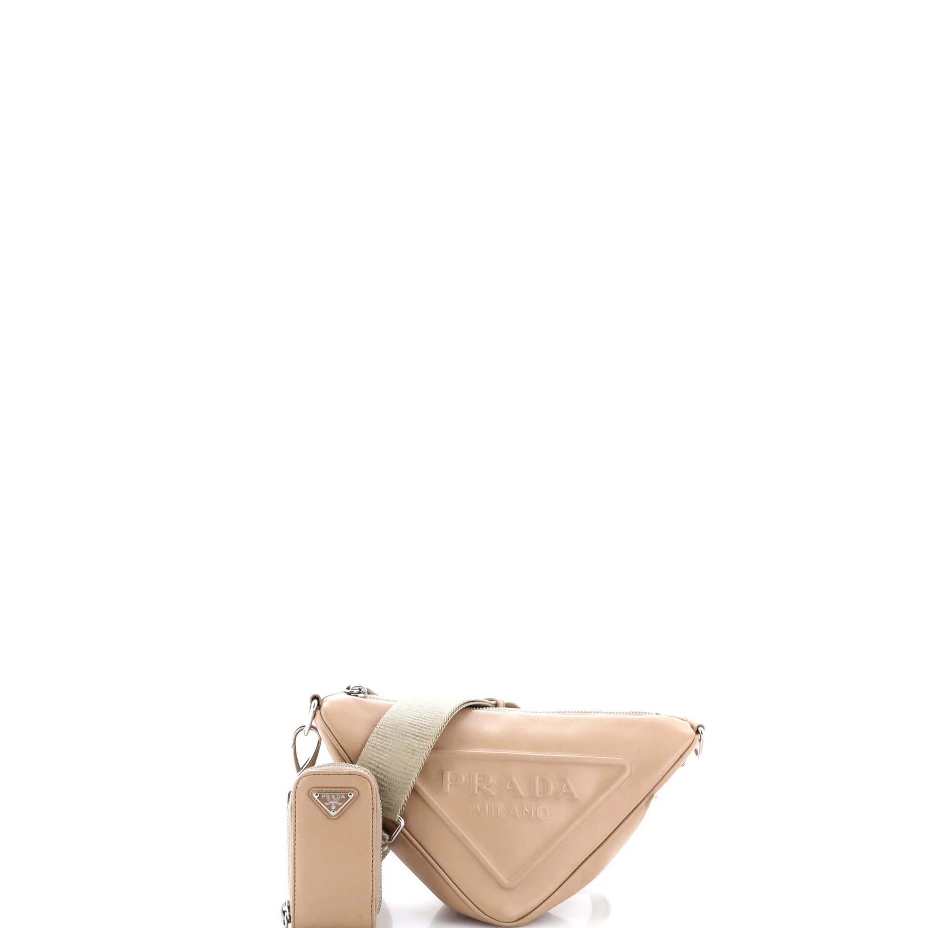 Triangle Logo Zip Crossbody Bag Embossed Leather Mini - Image 2