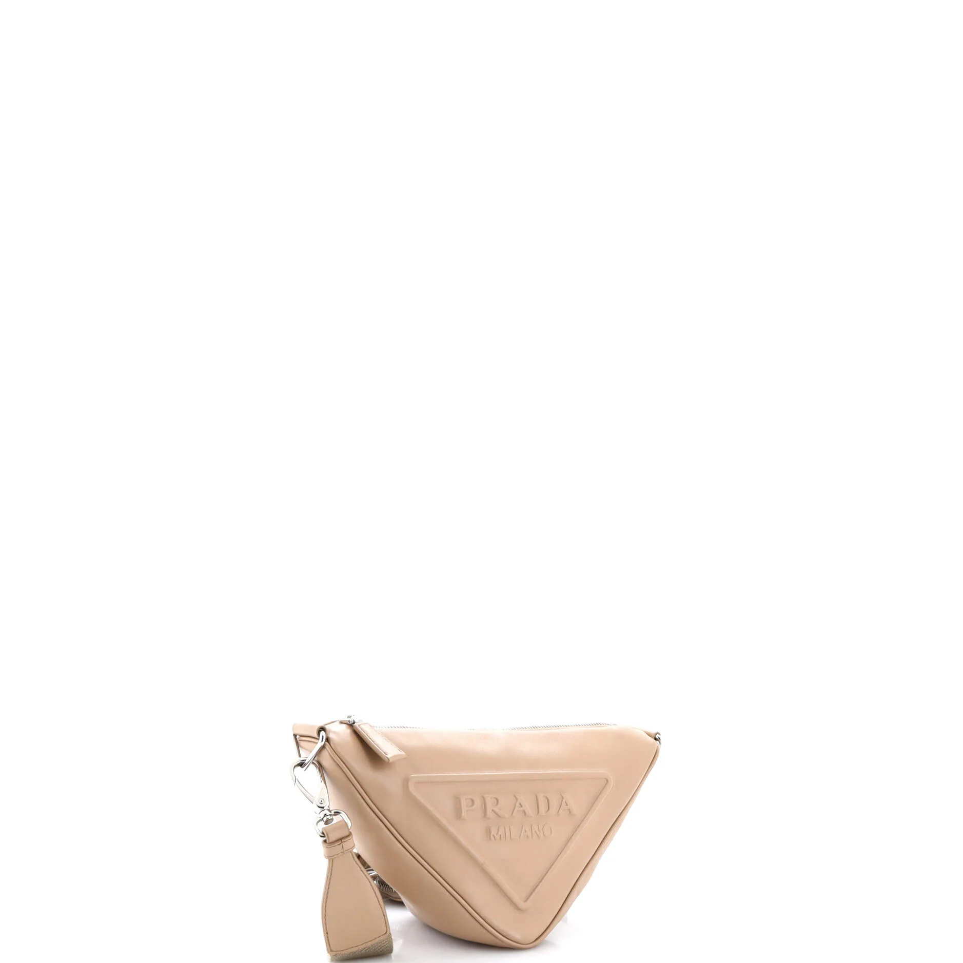 Triangle Logo Zip Crossbody Bag Embossed Leather Mini - Image 3