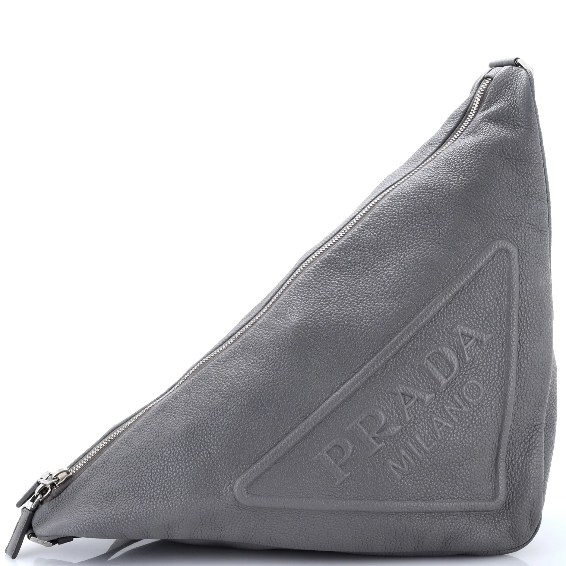 Triangle Logo Zip Messenger Leather Large