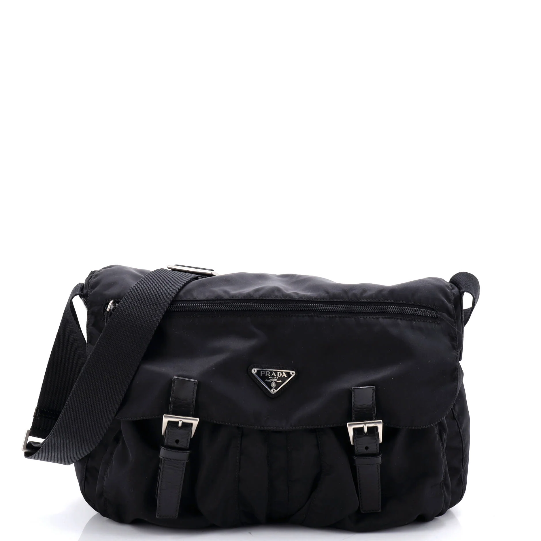 Vintage Double Buckle Flap Messenger Bag Tessuto