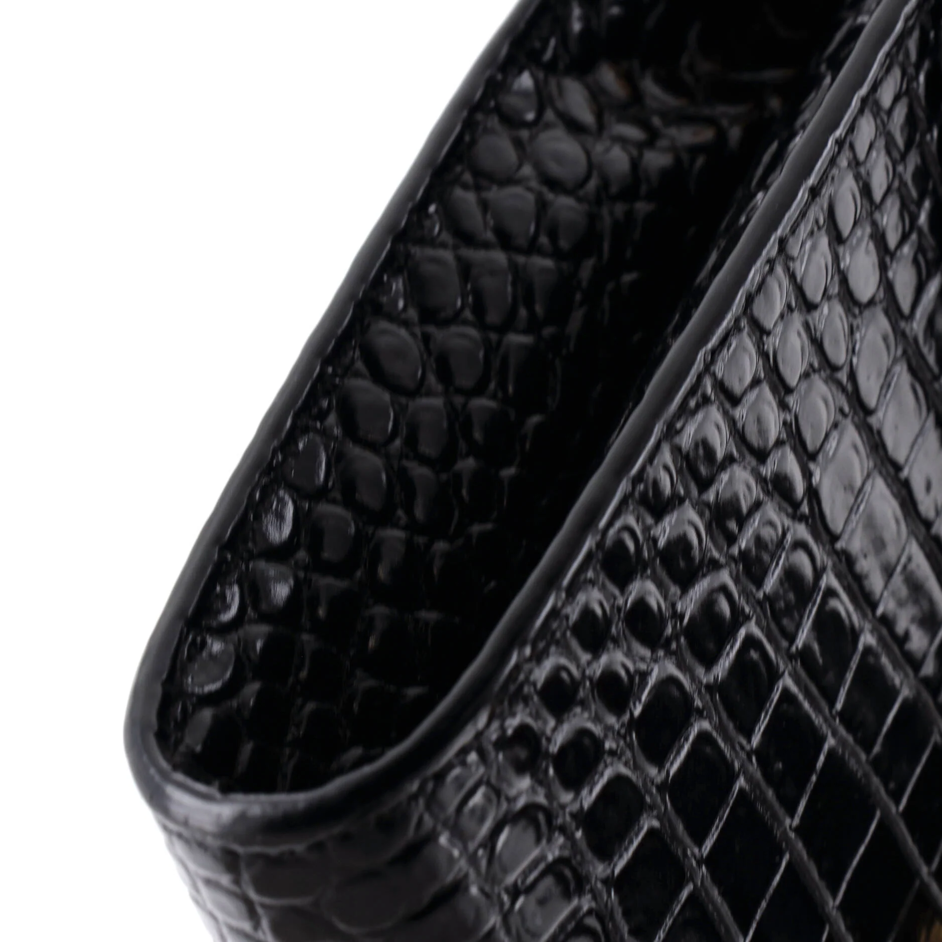 Cassandra Chain Shoulder Bag Crocodile Embossed Leather Small - Image 6
