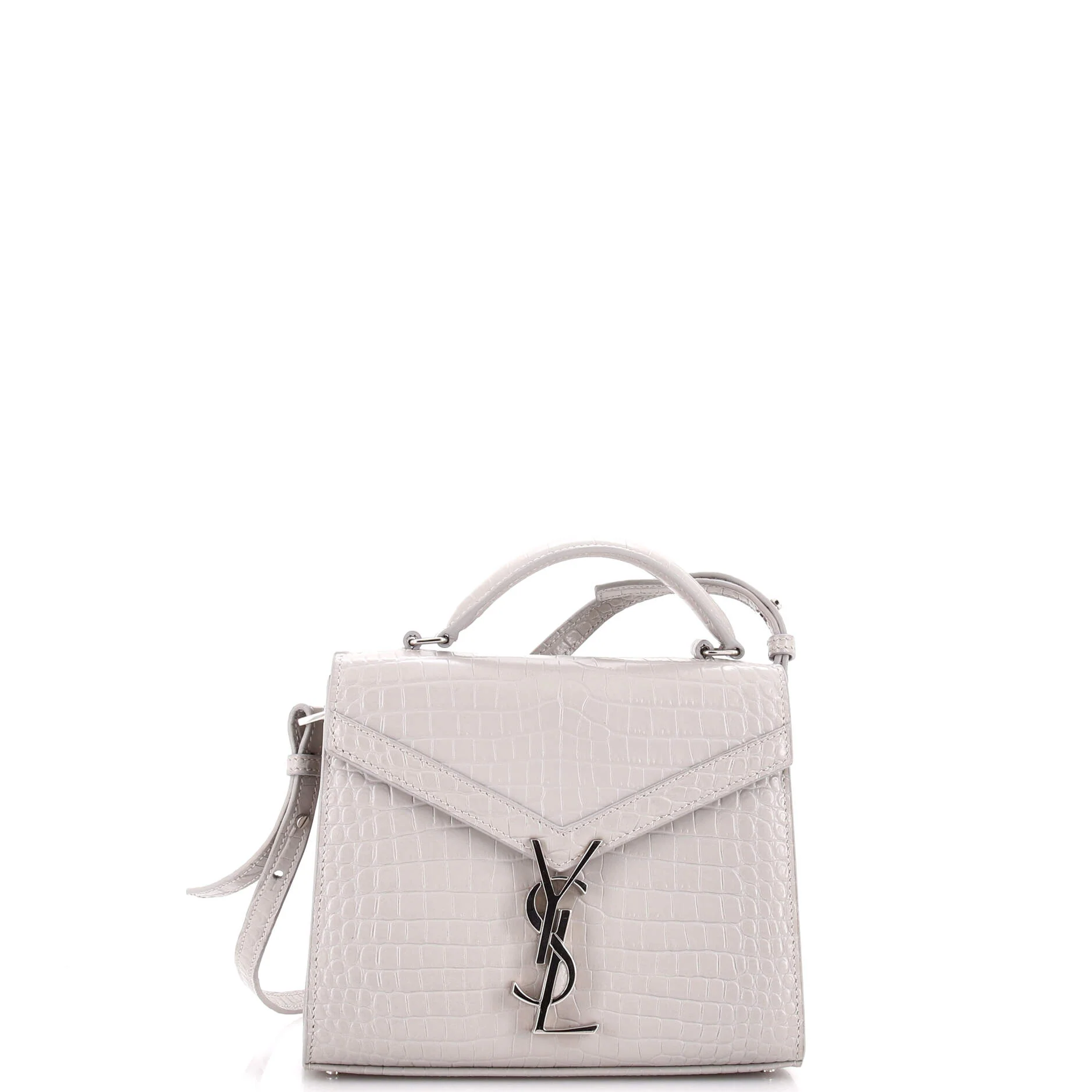 Cassandra Top Handle Bag Crocodile Embossed Leather Mini