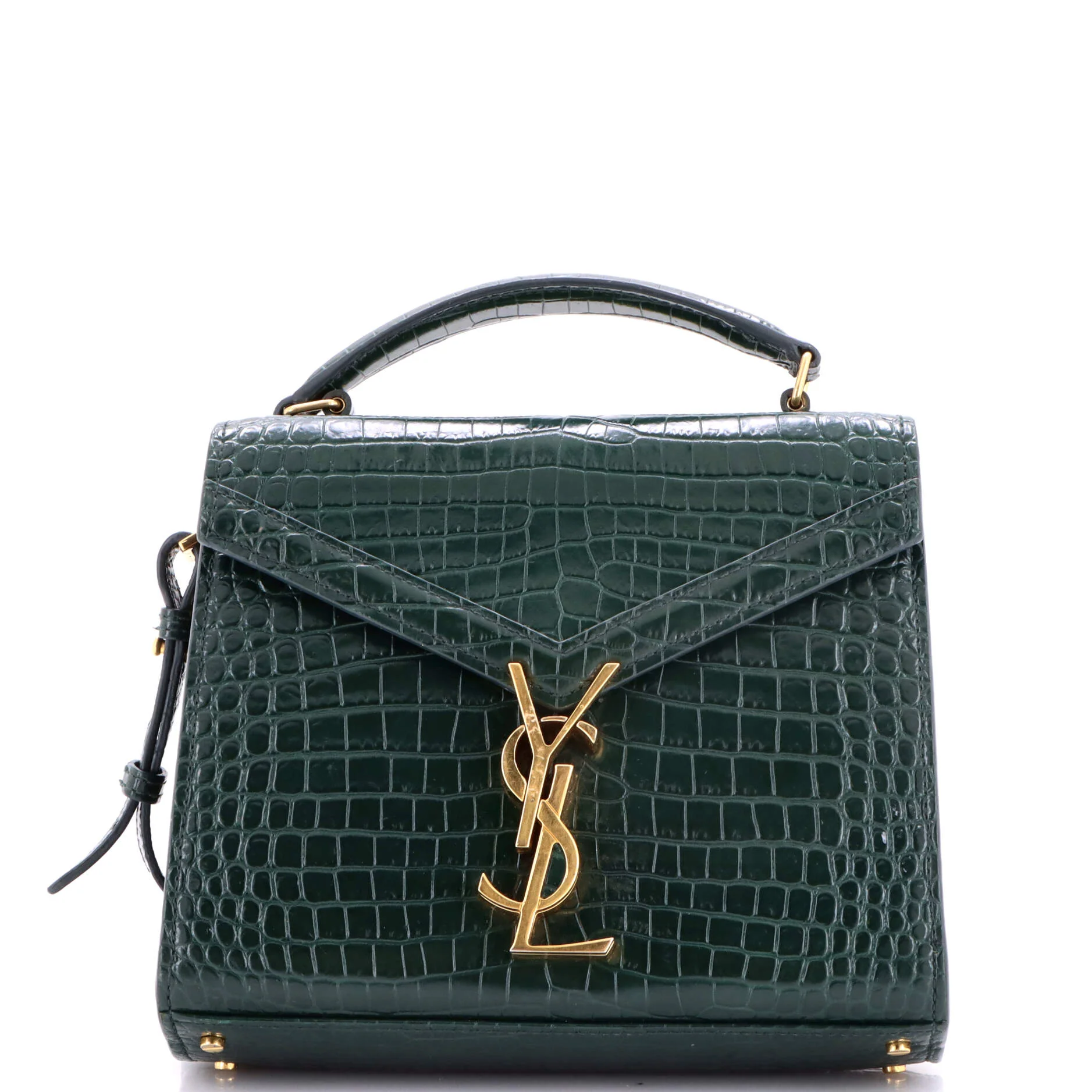 Cassandra Top Handle Bag Crocodile Embossed Leather Mini