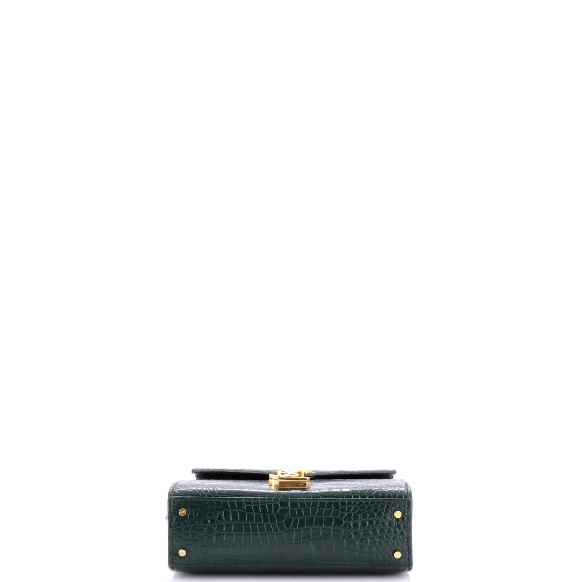 Cassandra Top Handle Bag Crocodile Embossed Leather Mini - Image 4