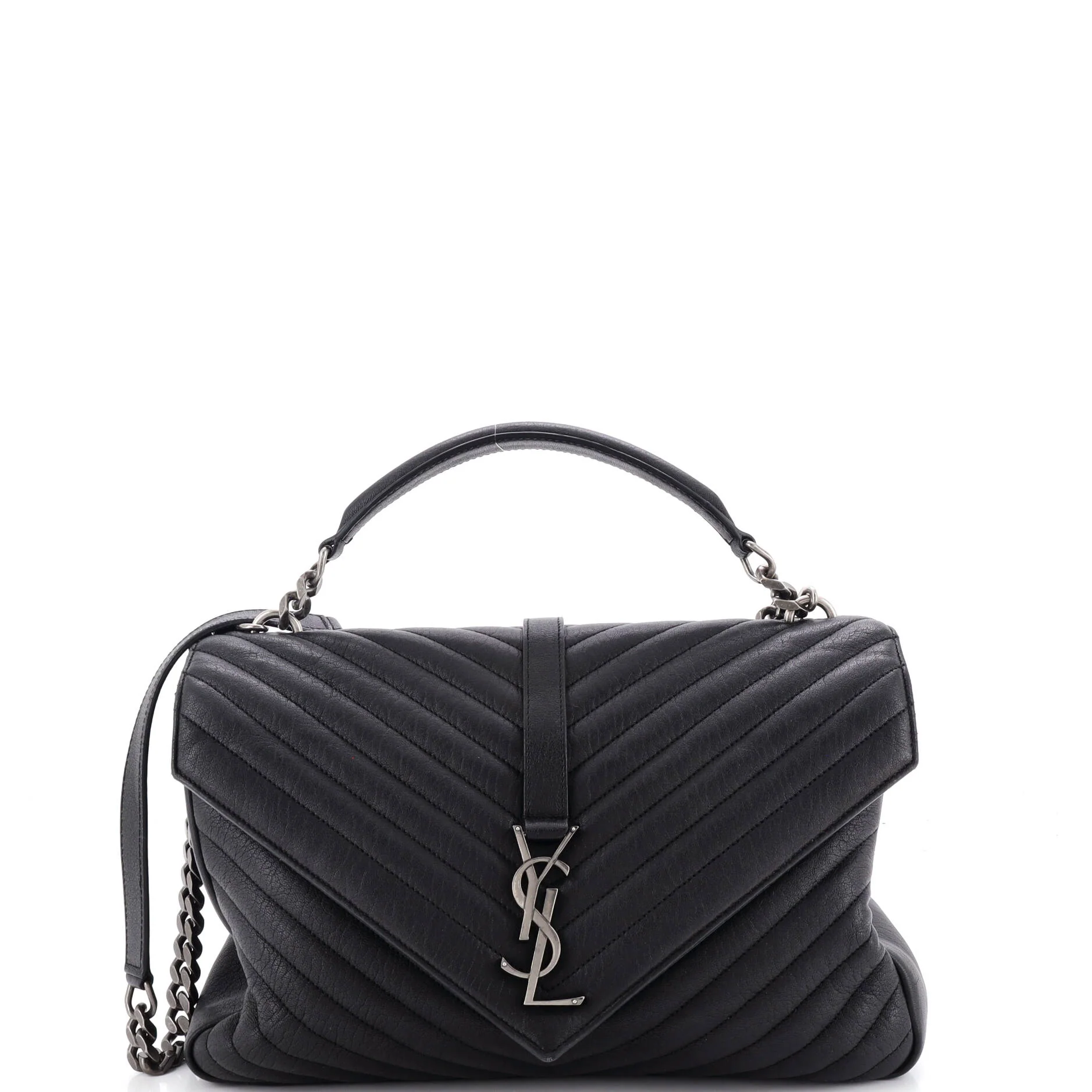 Classic Monogram College Bag Matelasse Chevron Leather Large