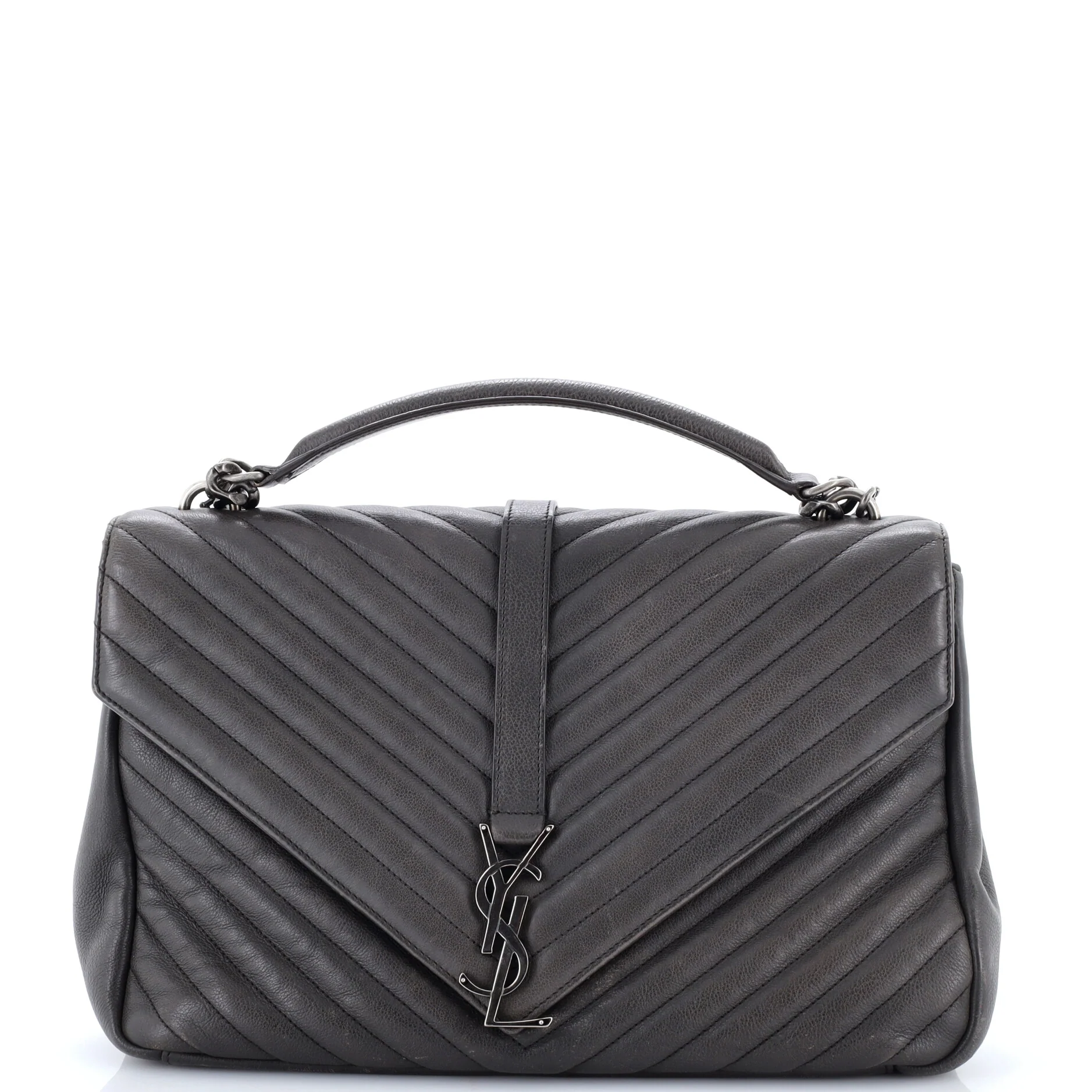 Classic Monogram College Bag Matelasse Chevron Leather Large