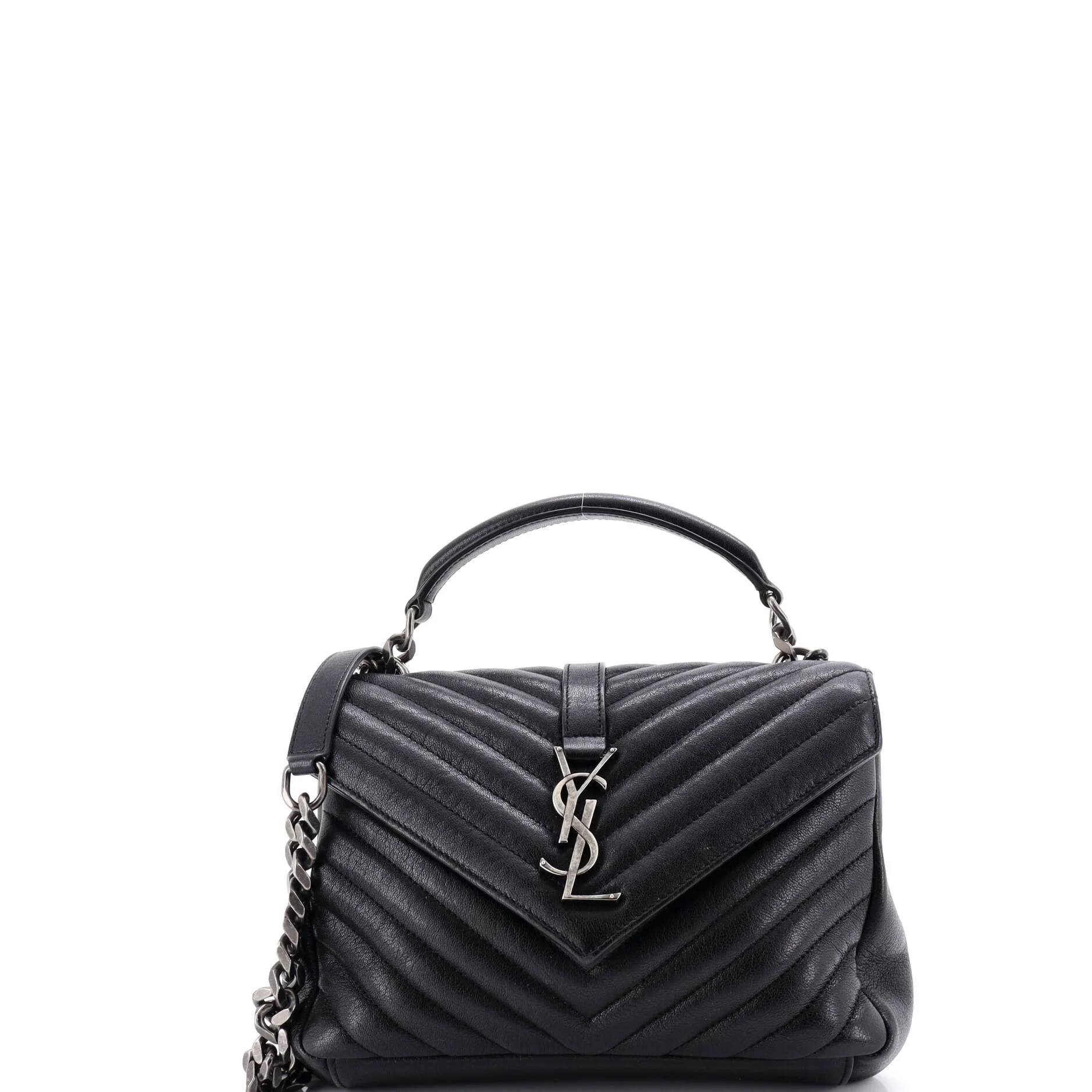 Classic Monogram College Bag Matelasse Chevron Leather Medium