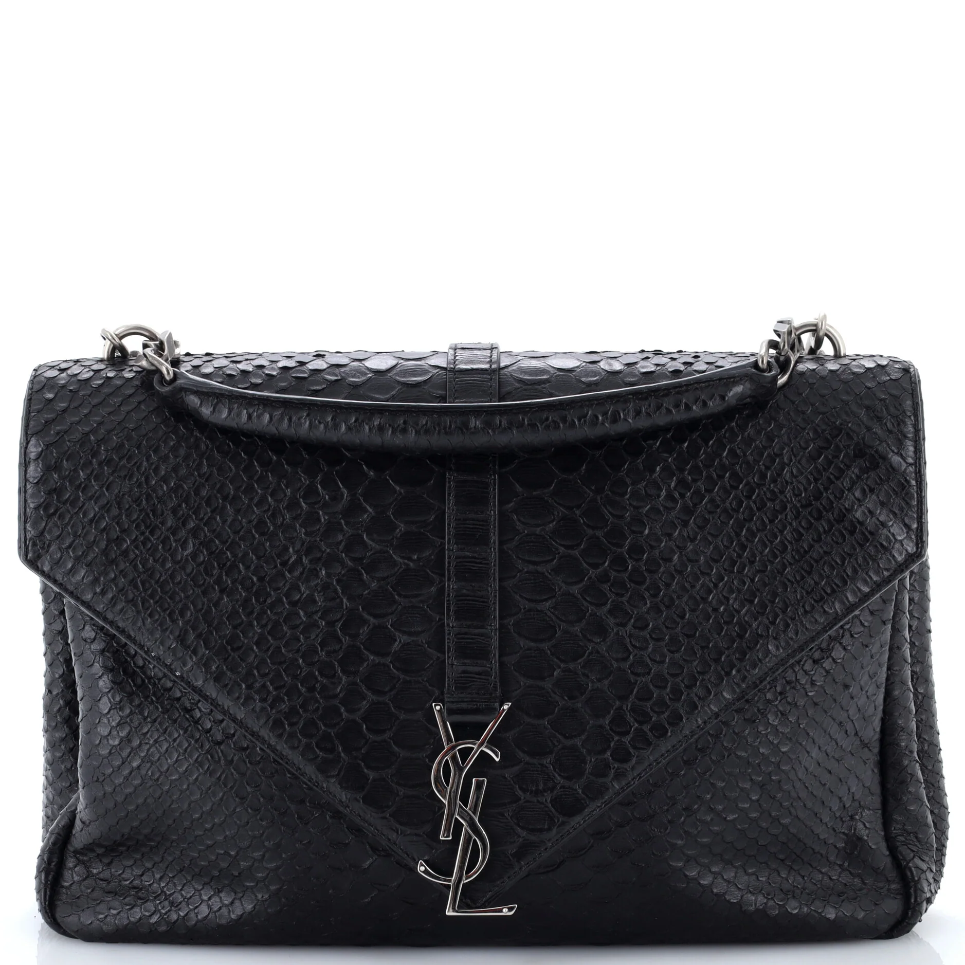 Classic Monogram College Bag Python Embossed Leather Large