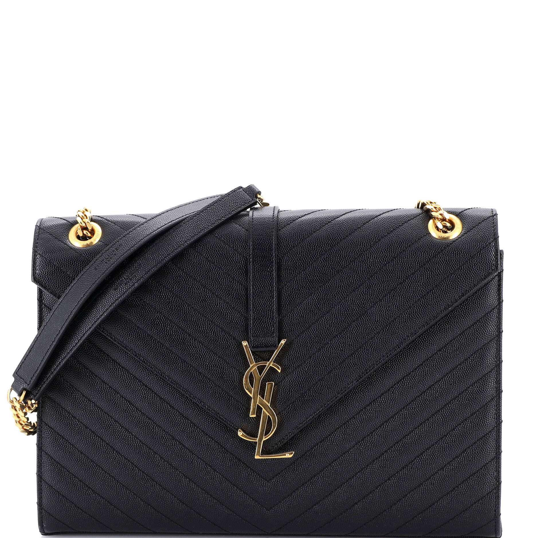 Classic Monogram Envelope Satchel Matelasse Chevron Leather Large