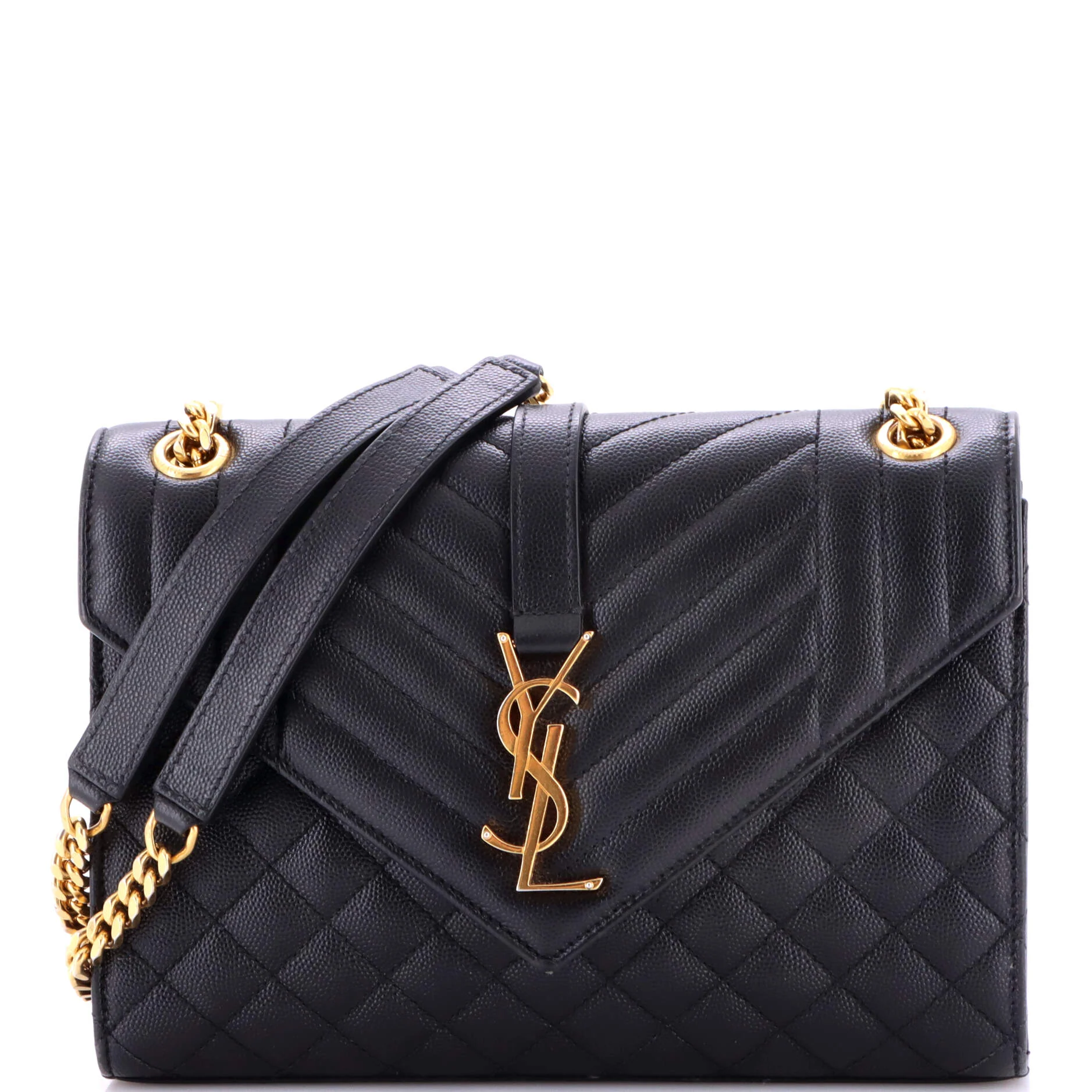 Classic Monogram Envelope Satchel Mixed Matelasse Leather Medium