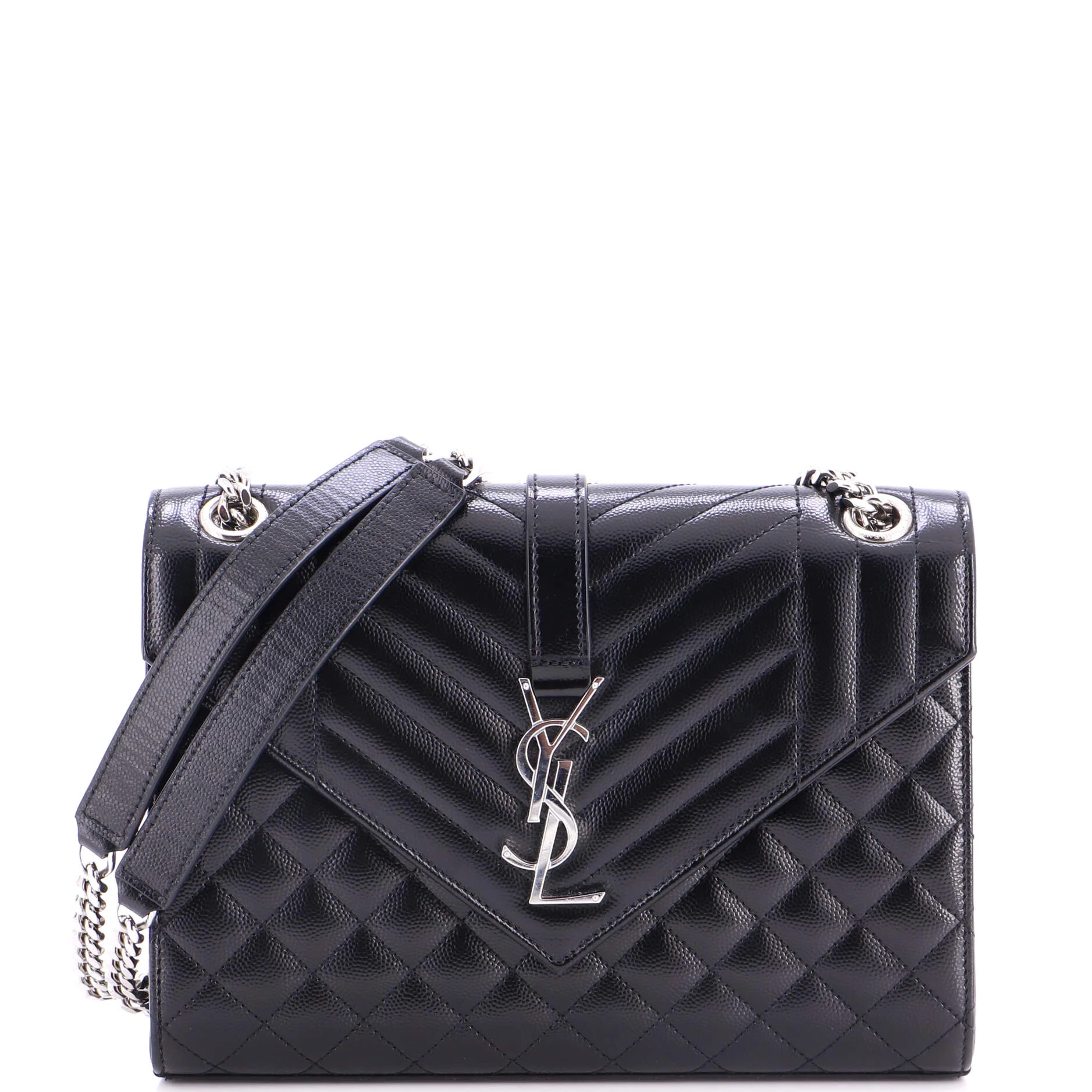 Classic Monogram Envelope Satchel Mixed Matelasse Leather Medium