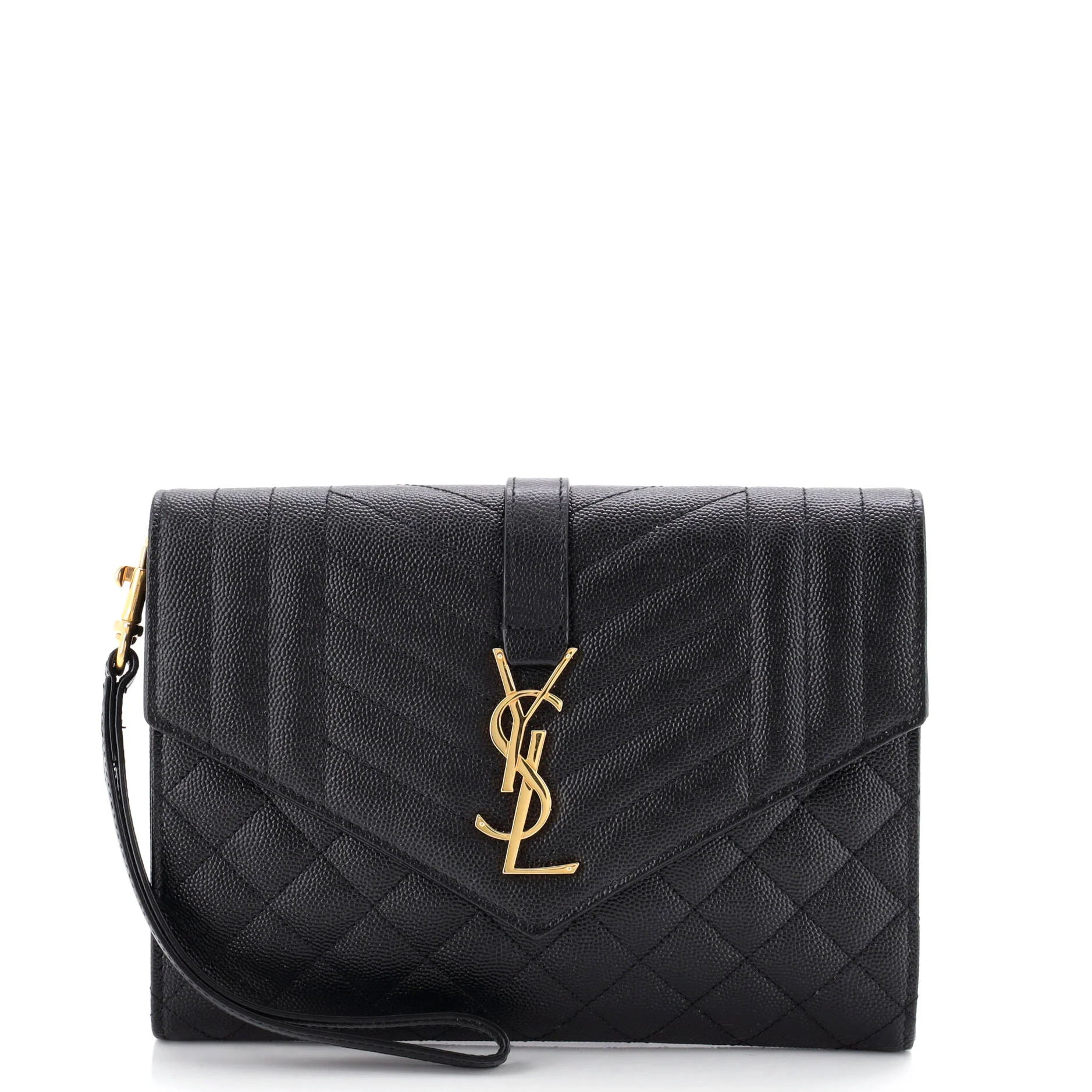 Classic Monogram Envelope Wristlet Clutch Mixed Matelasse Leather