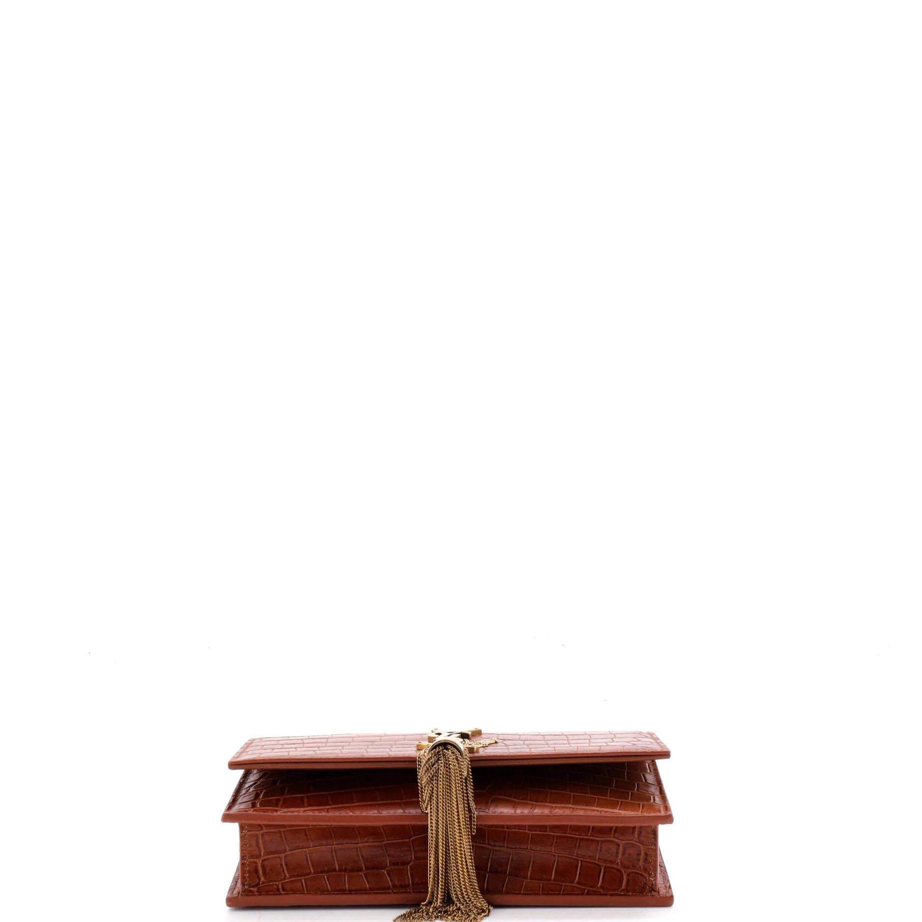 Classic Monogram Tassel Chain Wallet Crocodile Embossed Leather - Image 4