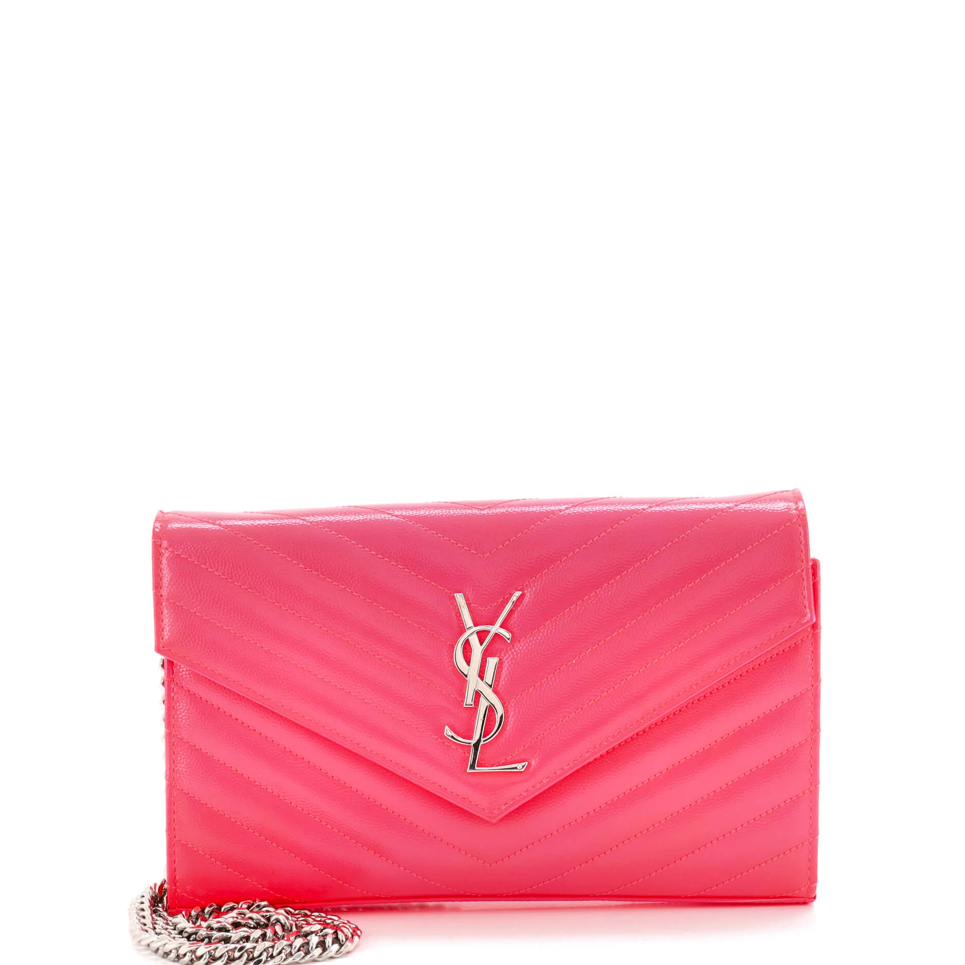 Classic Monogram Wallet on Chain Matelasse Chevron Grainy Patent Medium