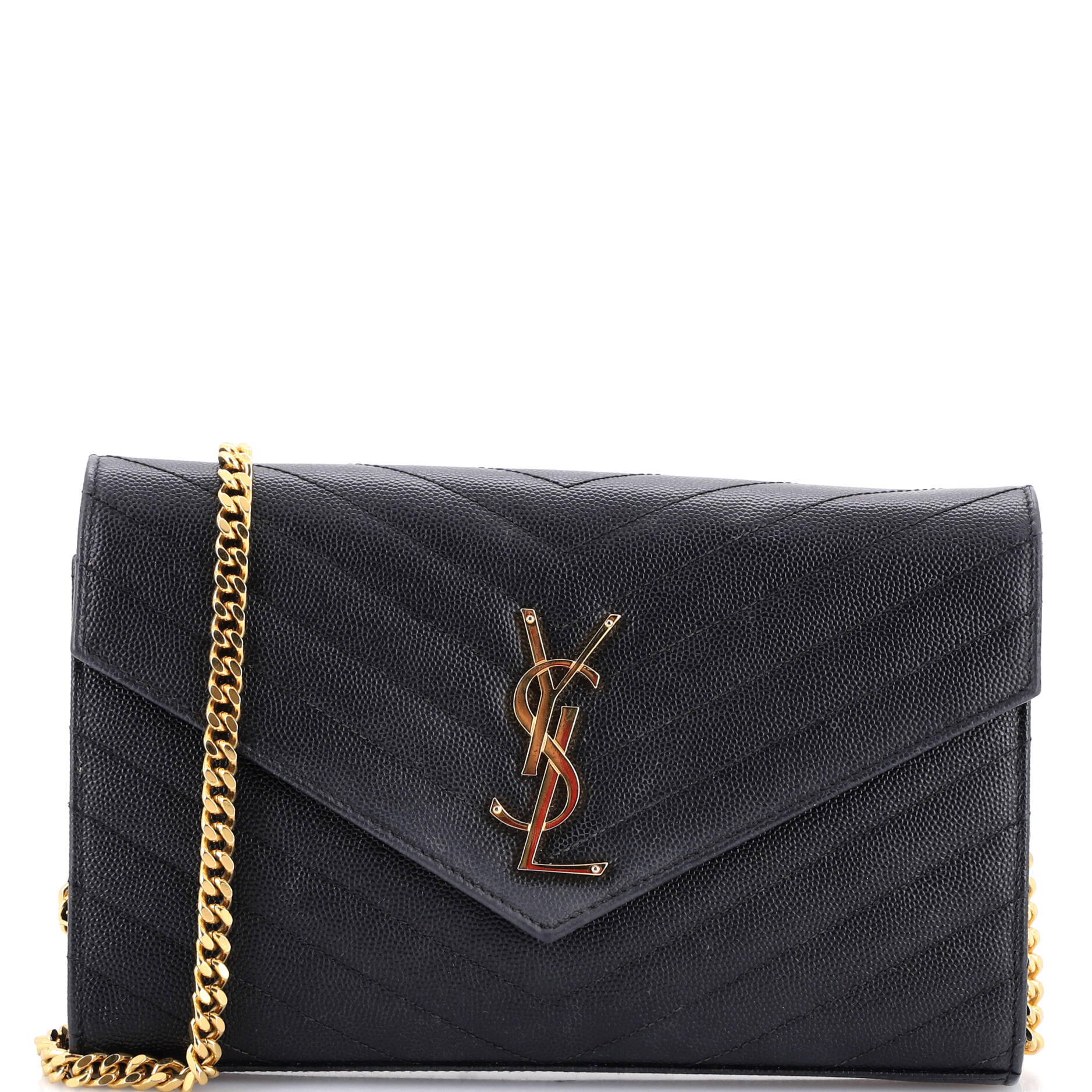 Classic Monogram Wallet on Chain Matelasse Chevron Leather Medium