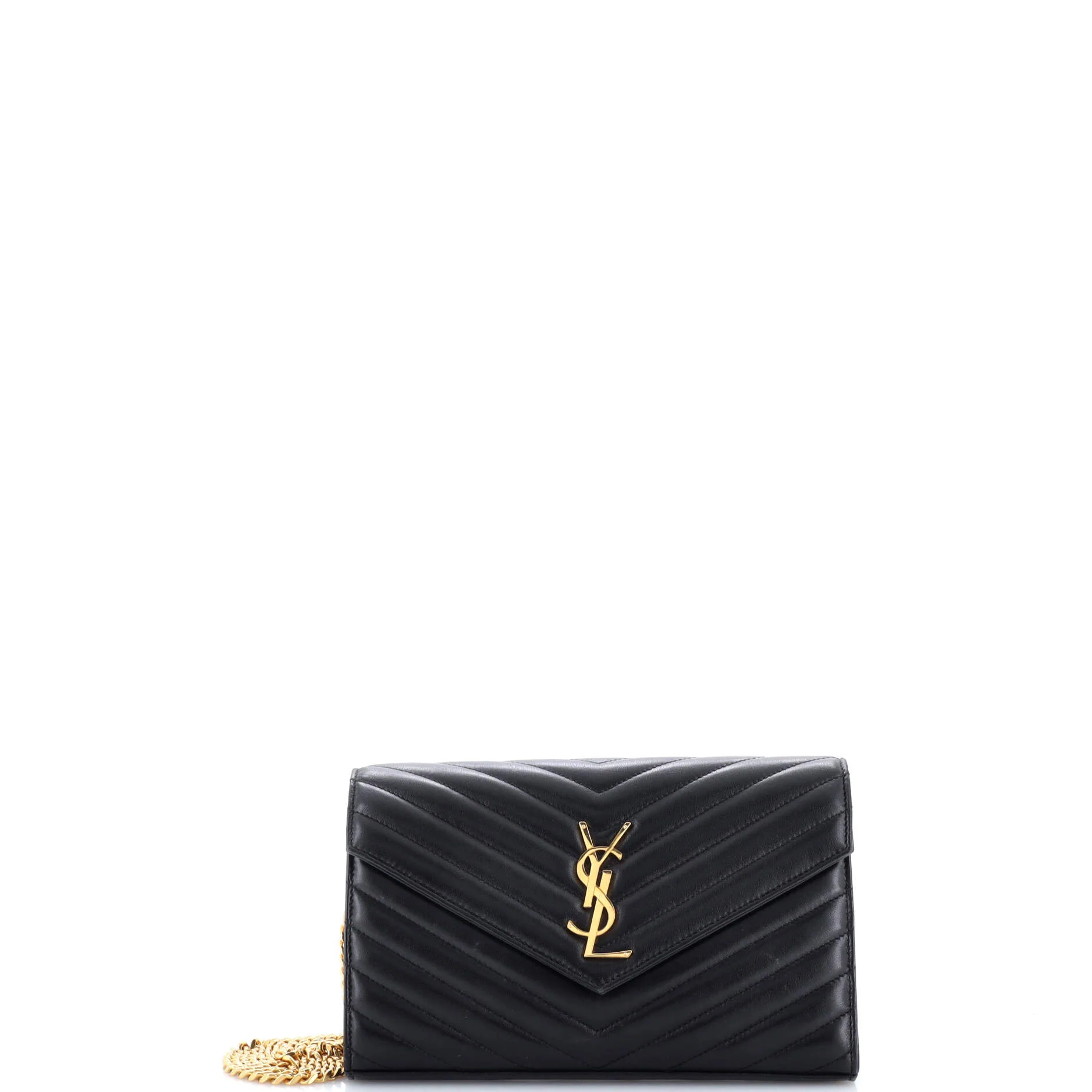Classic Monogram Wallet on Chain Matelasse Chevron Leather Medium