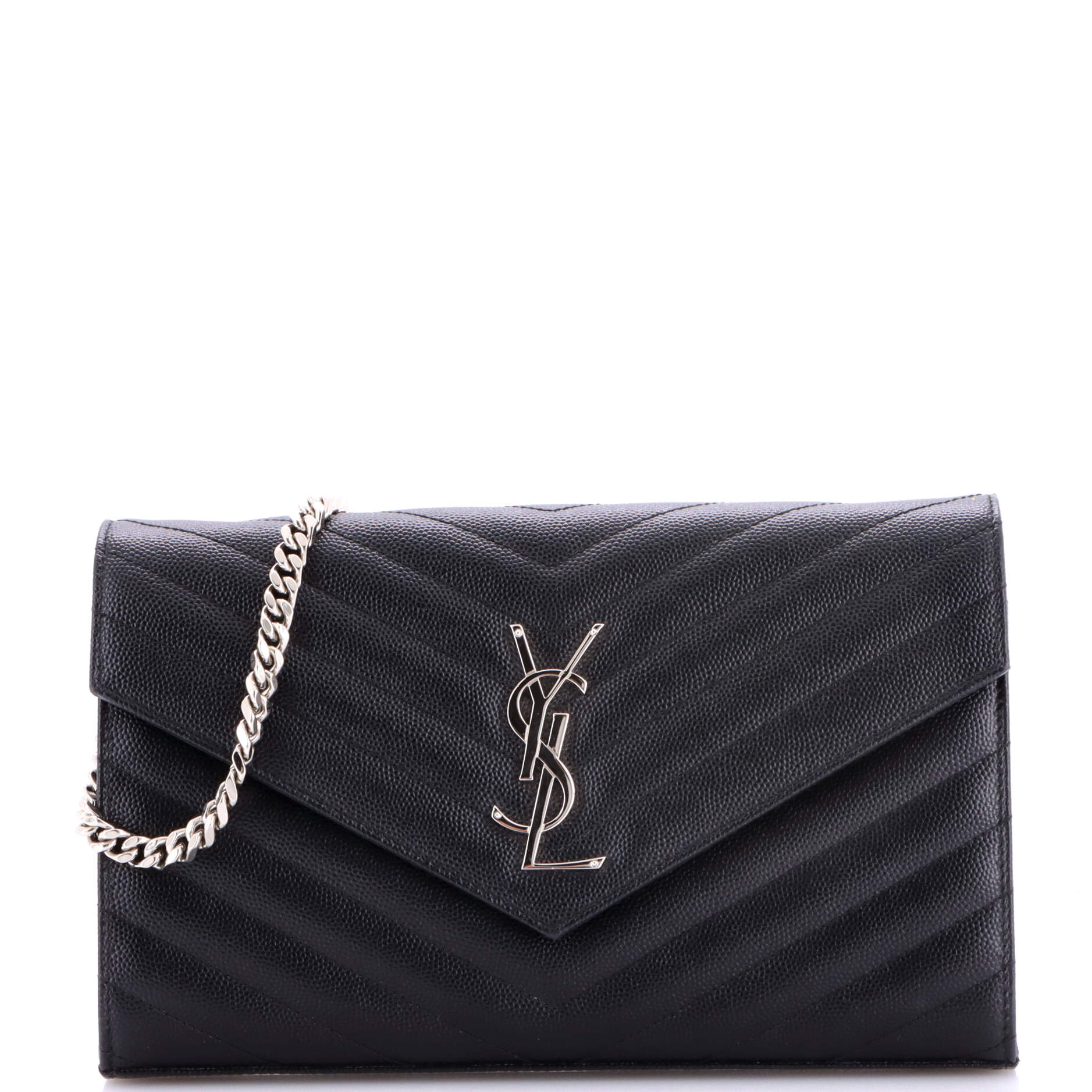 Classic Monogram Wallet on Chain Matelasse Chevron Leather Medium