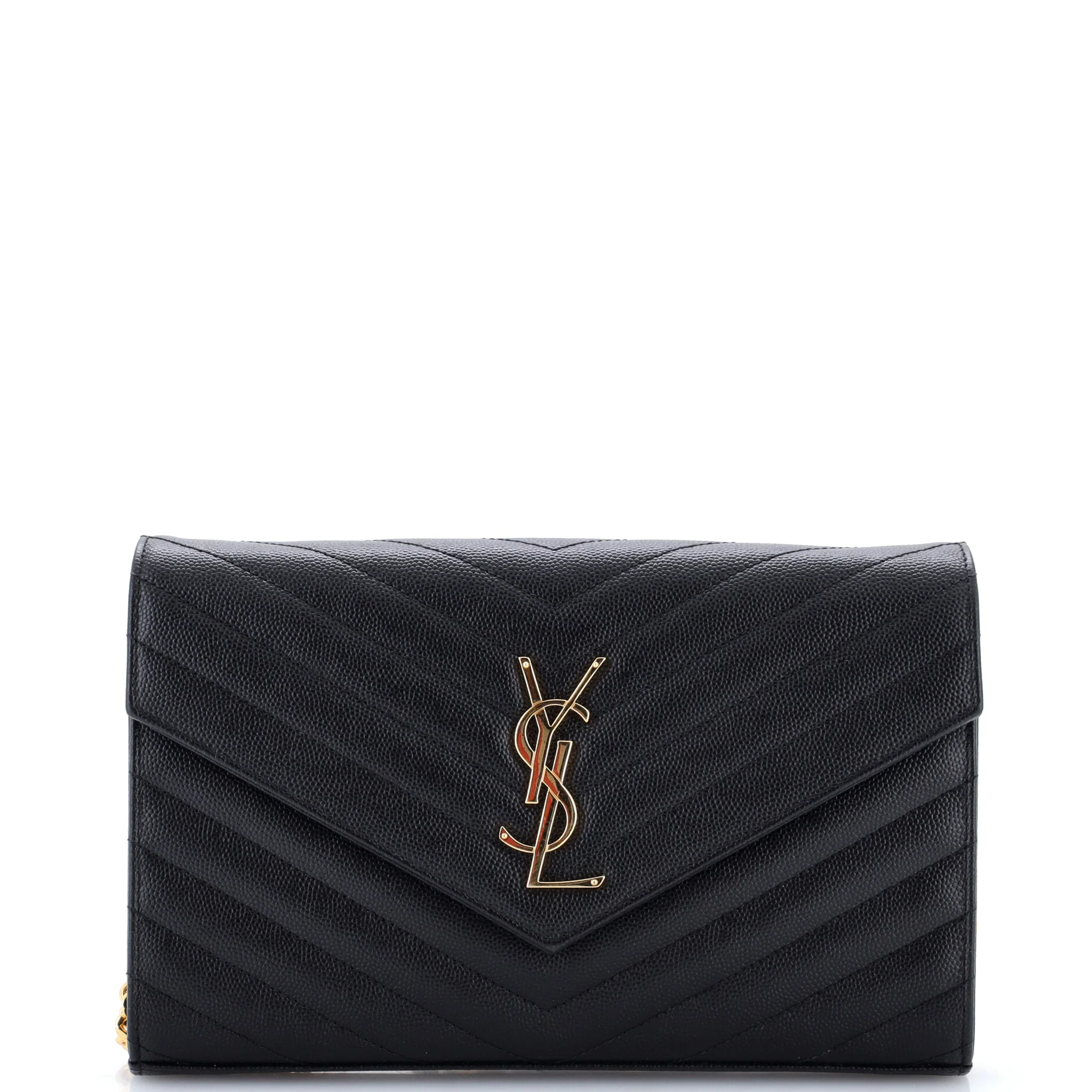 Classic Monogram Wallet on Chain Matelasse Chevron Leather Medium