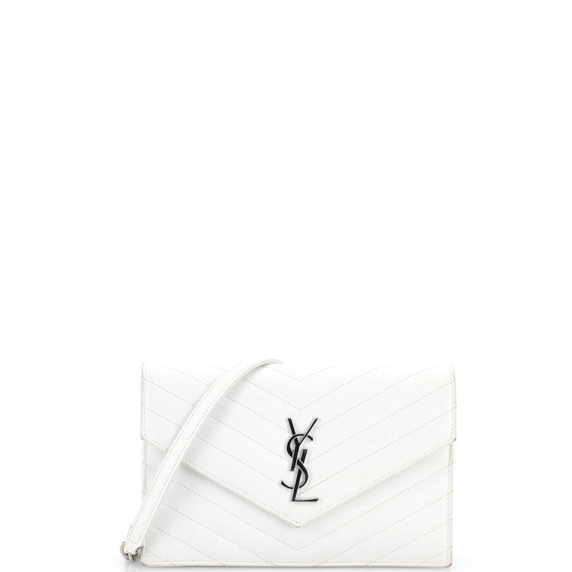 Classic Monogram Wallet on Chain Matelasse Chevron Leather Small