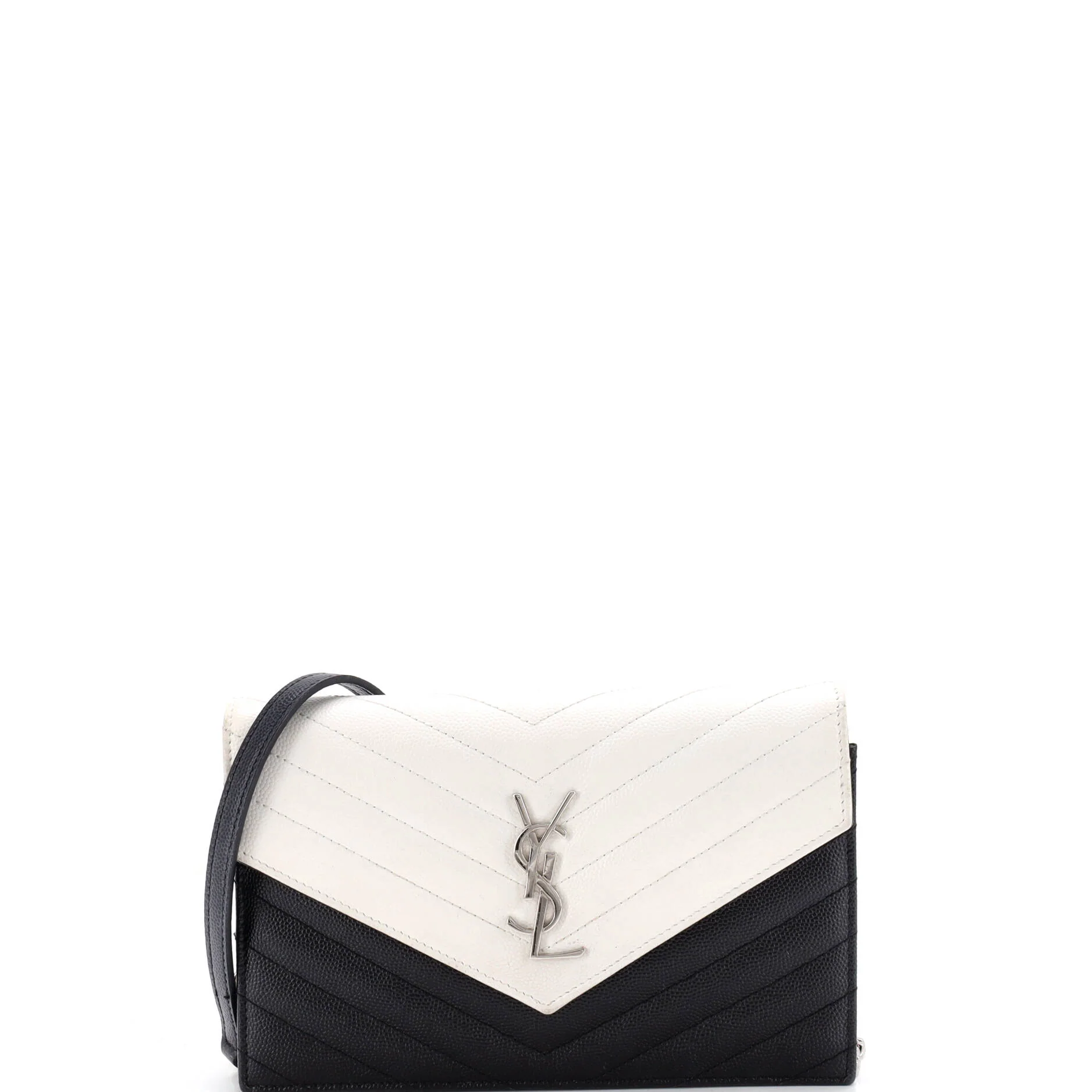 Classic Monogram Wallet on Chain Matelasse Chevron Leather Small